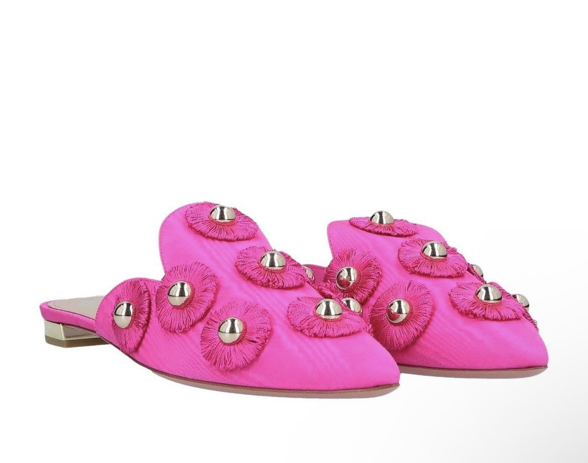 Aquazzura Aquazzura Sunflower Flat Moire Fabric Pink size 34 Size US 4 / IT 34 - 1 Thumbnail