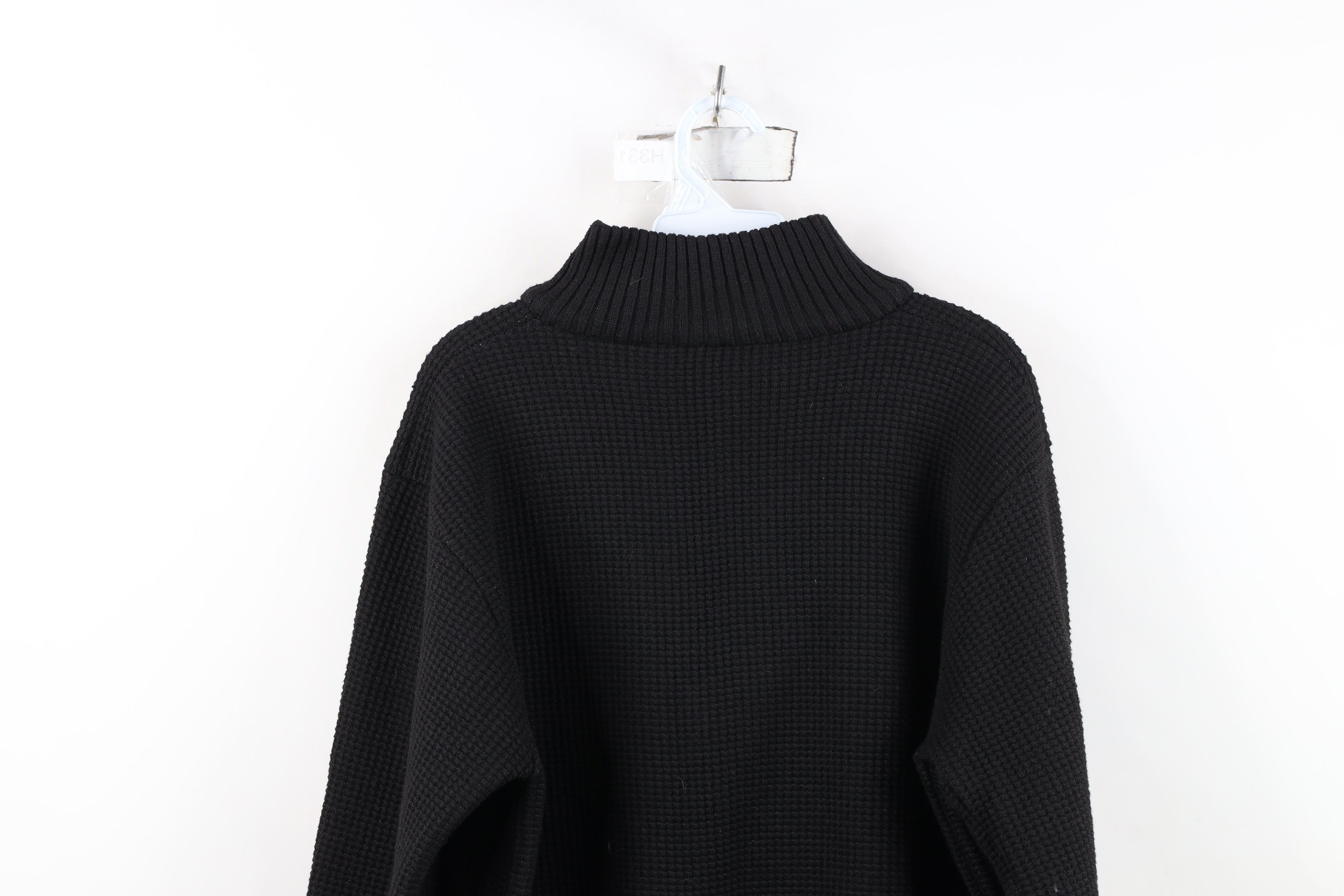 Vintage Vintage 90s Thermal Knit Half Zip Sweater Jacket Swacket Size US L / EU 52-54 / 3 - 11 Thumbnail