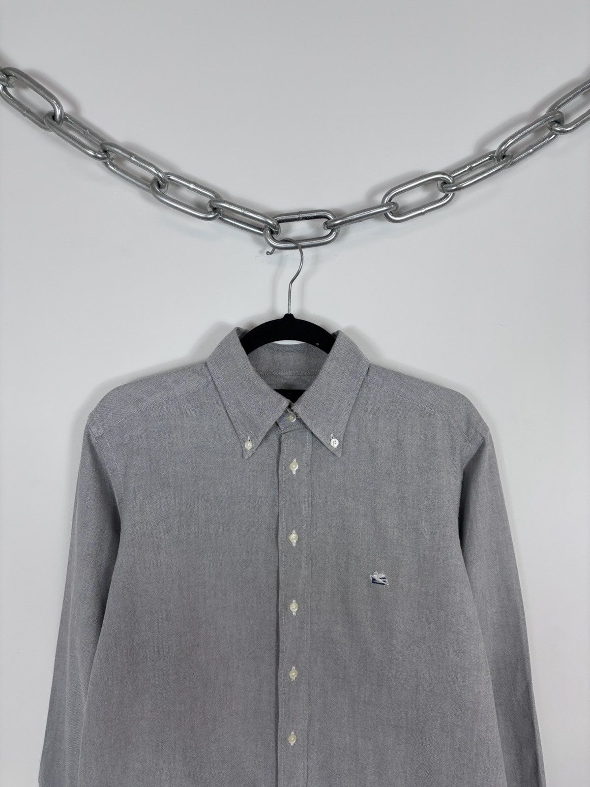Etro Etro Men’s Textured Grey Long Sleeve Shirt Button Down Size US L / EU 52-54 / 3 - 2 Thumbnail