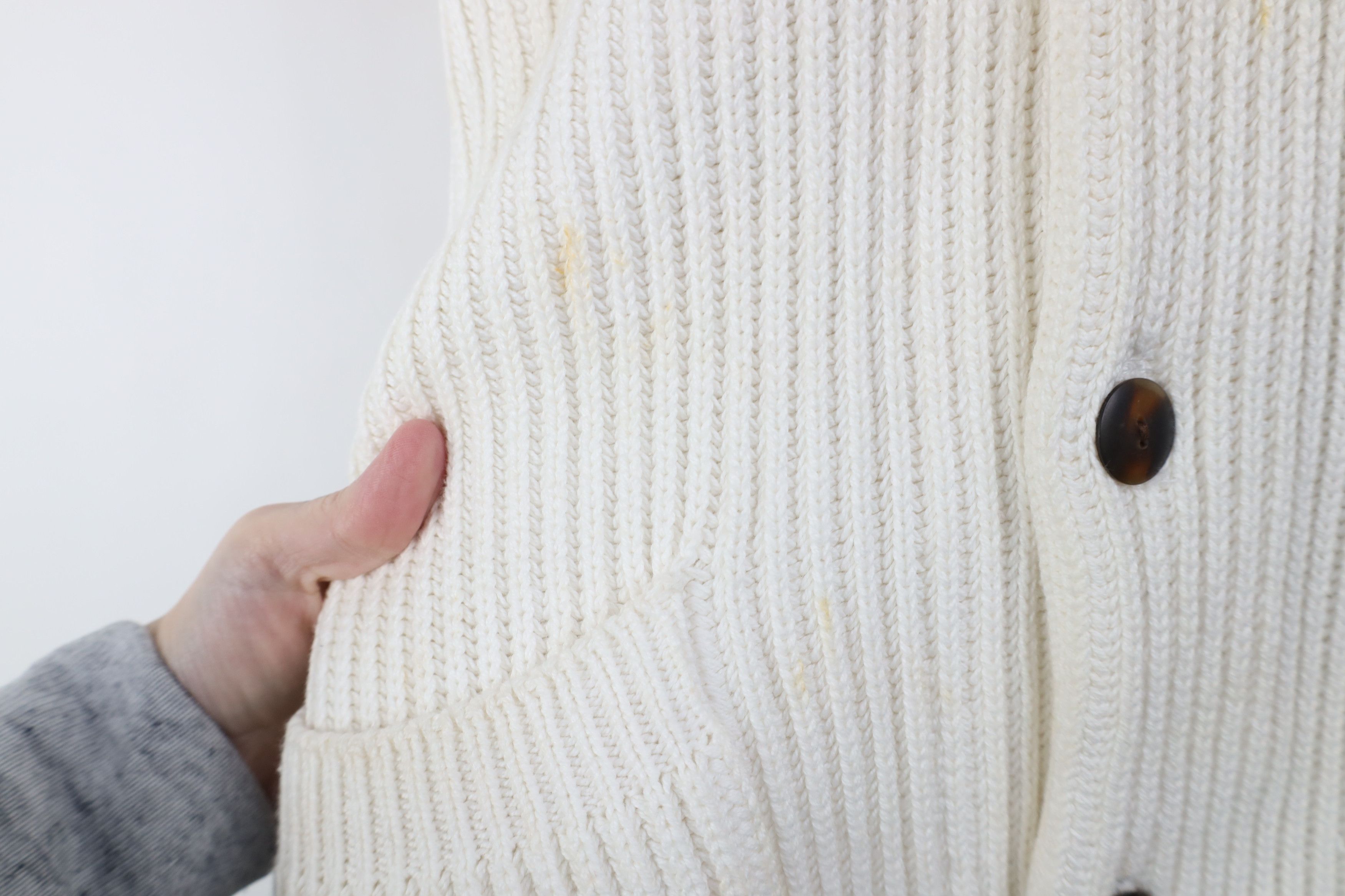 Nautica Vintage 90s Nautica Ribbed Knit Shawl Cardigan Sweater White Size US L / EU 52-54 / 3 - 7 Thumbnail