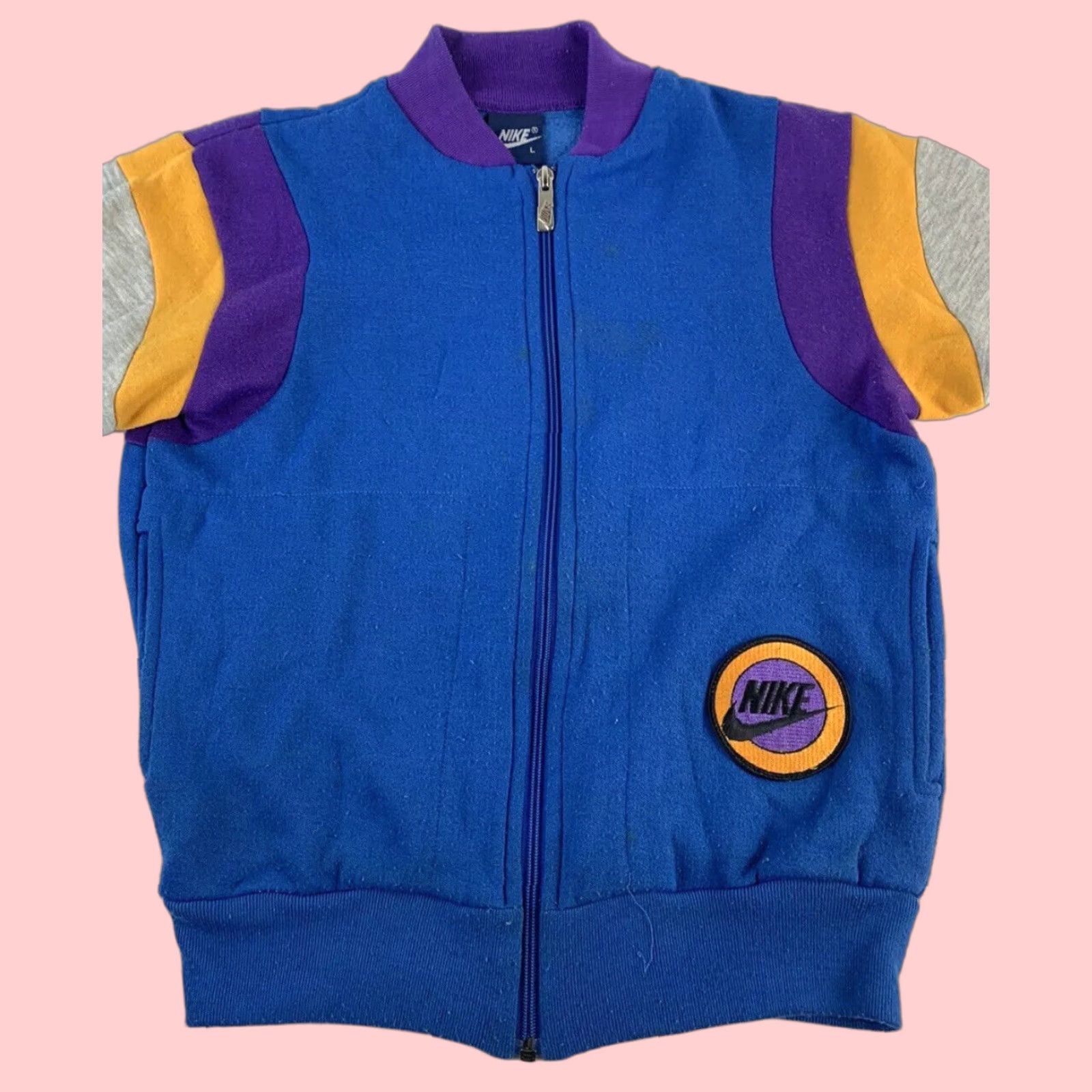 VINTAGE Nike Track Jacket Boys Large Full Zip Colorblock 80s 90s