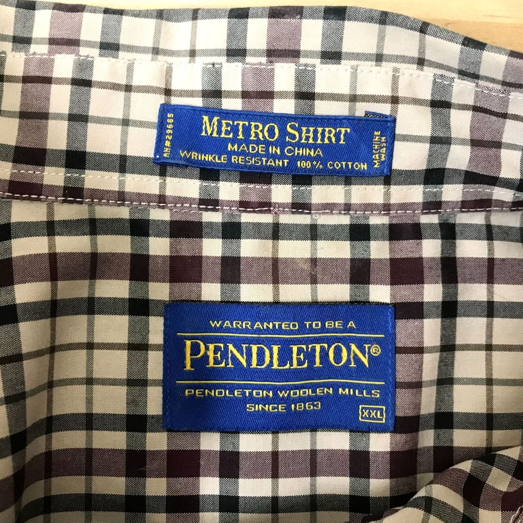 Pendleton Pendleton Men's XXL Tan Check Long Sleeve Button Collared Metro Shirt Size US XXL / EU 58 / 5 - 7 Thumbnail