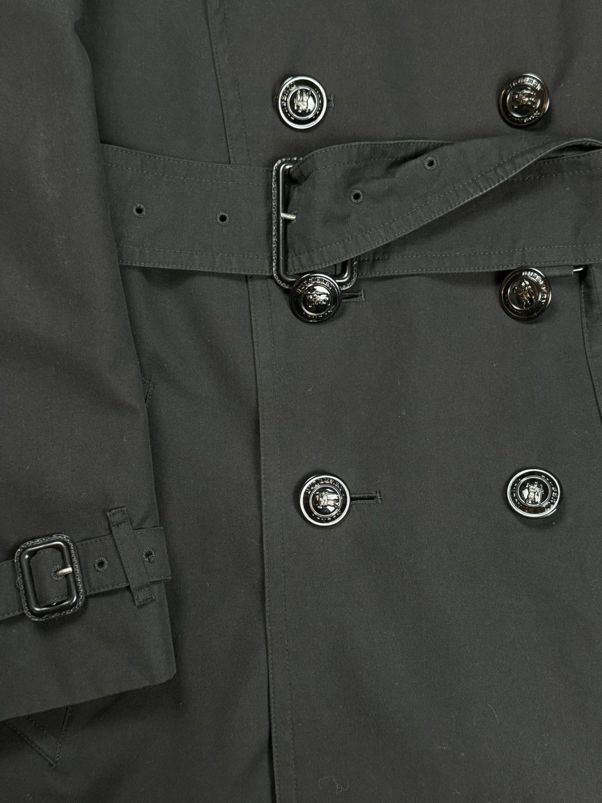 Burberry × Vintage Black trench coat Burberry original luxury streetwear item Size XL / US 12-14 / IT 48-50 - 7 Thumbnail