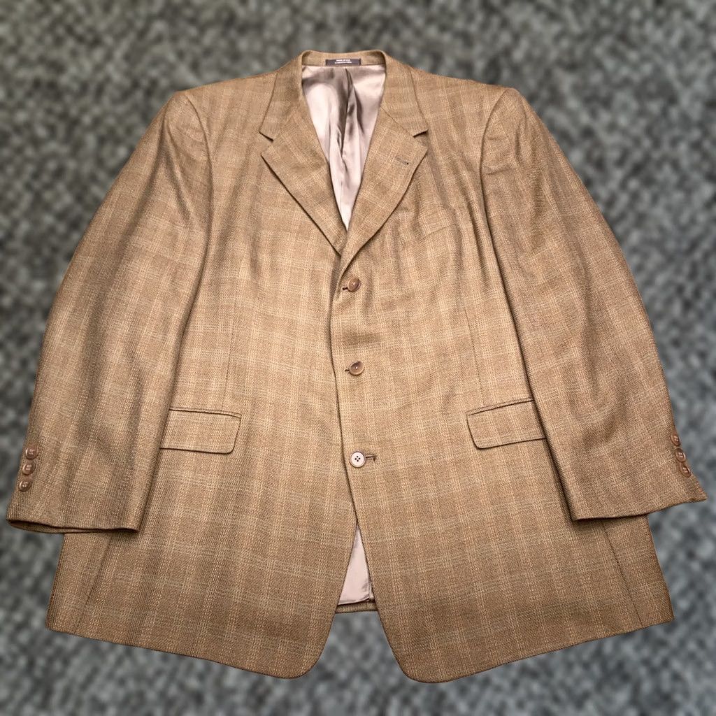 Hart Schaffner Marx Hart Schaffner Marx Blazer Adult 42R Brown Wool Silk USA Size 42R - 1 Thumbnail