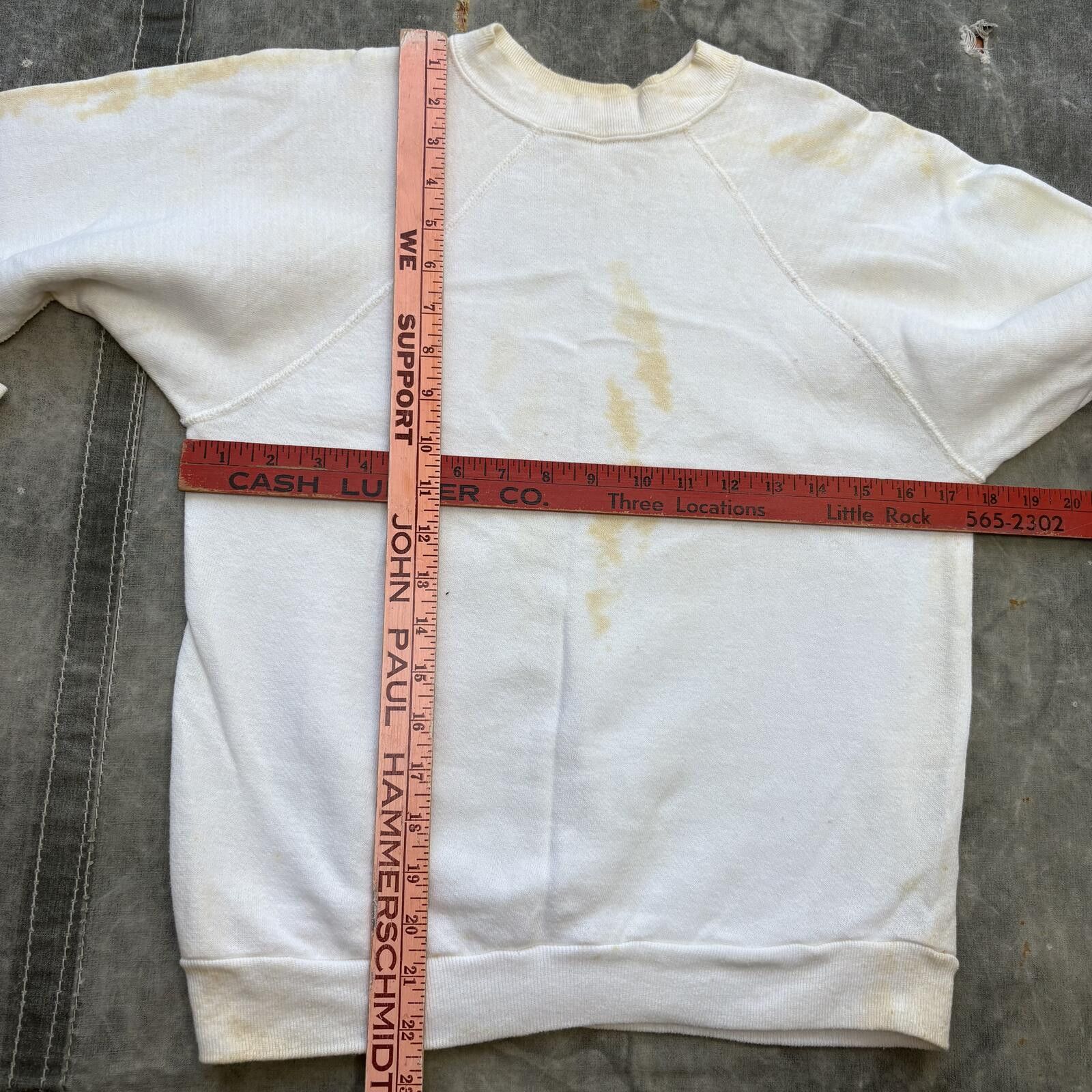 Vintage Vintage 60s 70s Deadstock Blank White Stained Sweatshirt Size US M / EU 48-50 / 2 - 3 Thumbnail