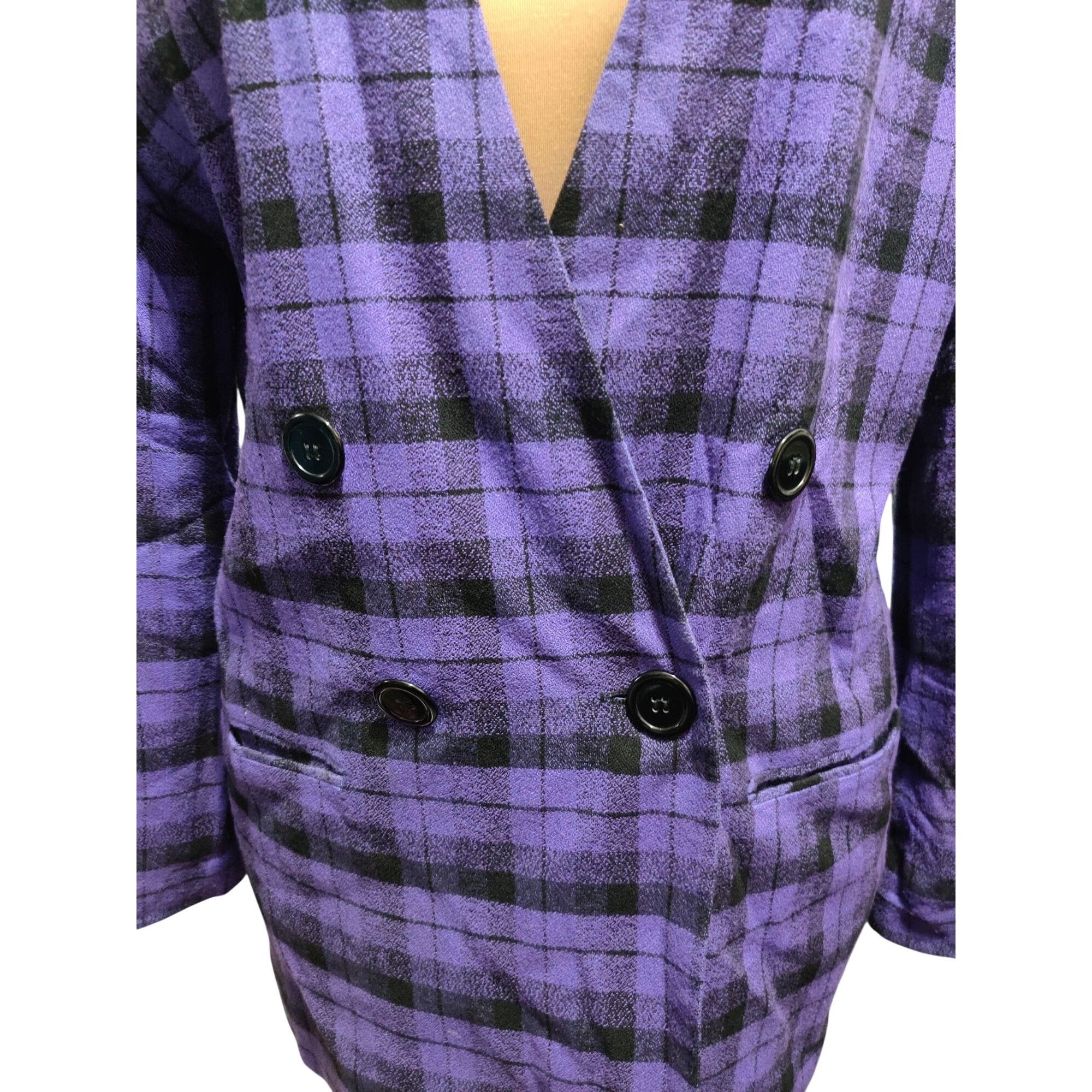 Vintage Vintage Chad Stevens 12 Purple Plaid Double Breasted Power S Size XL / US 12-14 / IT 48-50 - 9 Thumbnail