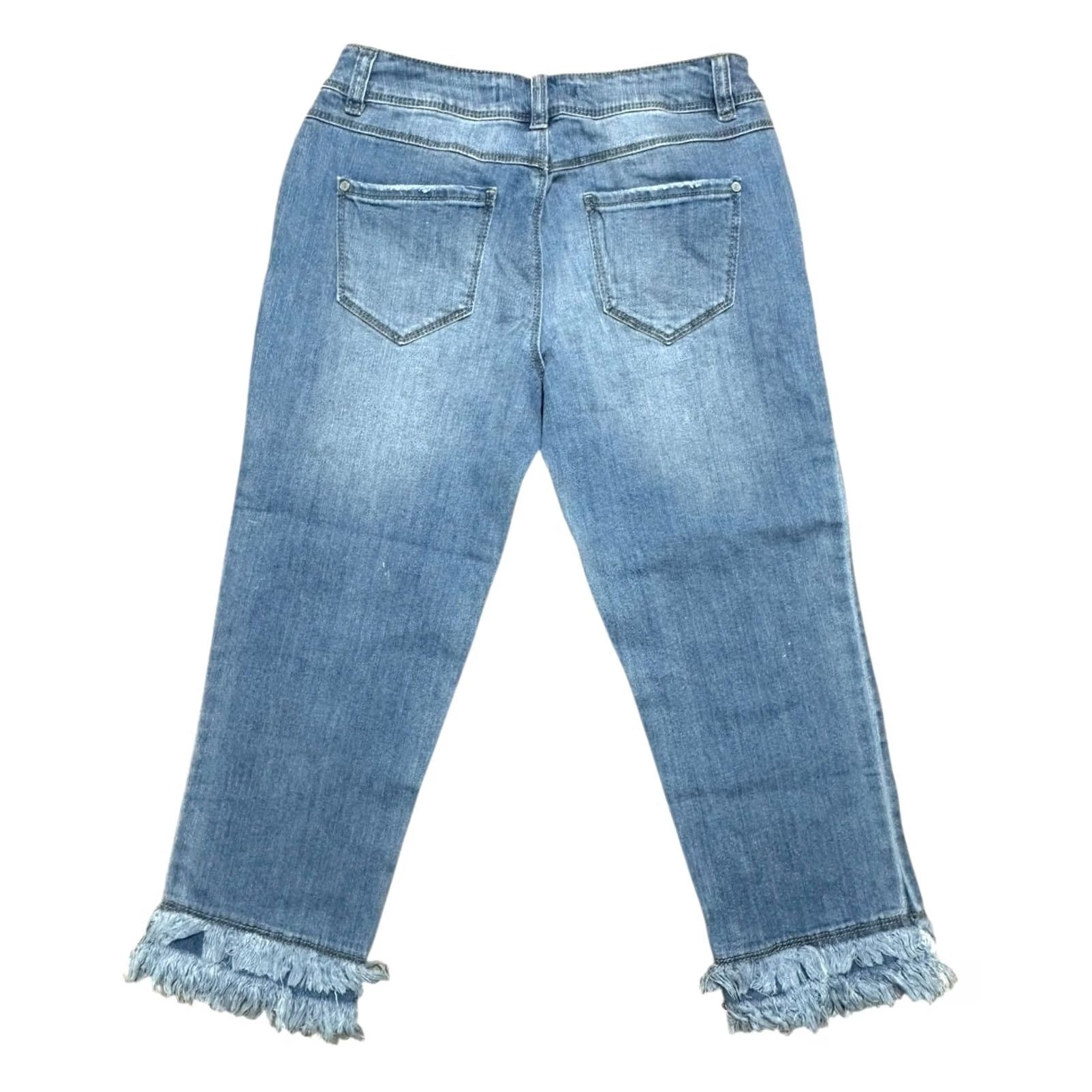 Denime Womens EST 1946 Denim Cropped Jeans Mid Rise Distressed Frayed Hem Size 2 Size 26" / US 2 / IT 38 - 3 Thumbnail