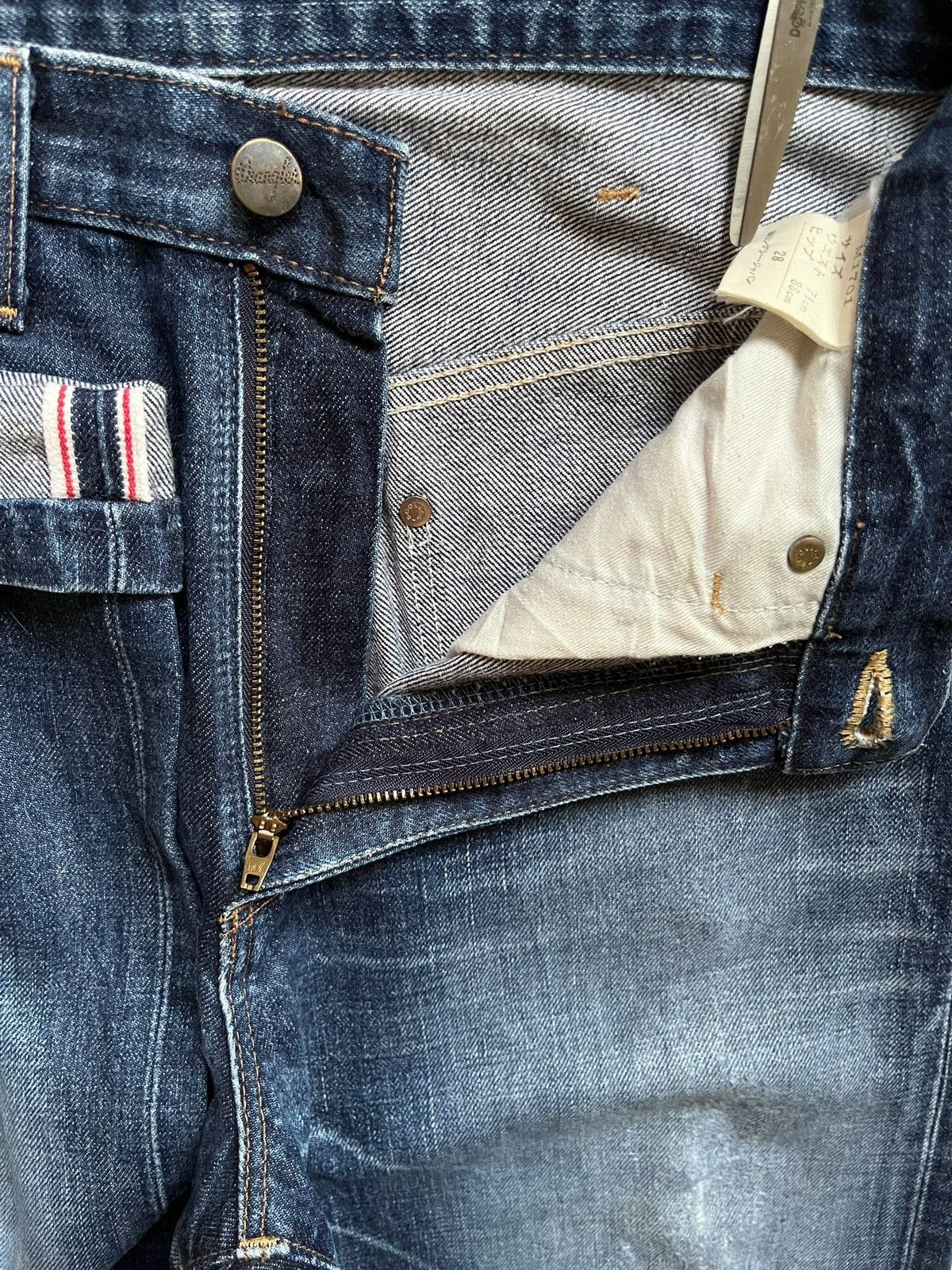 Vintage × Wrangler Wrangler Blue Bell Selvedge Blue Wash Distressed Baggy Jeans Size US 28 / EU 44 - 10 Thumbnail