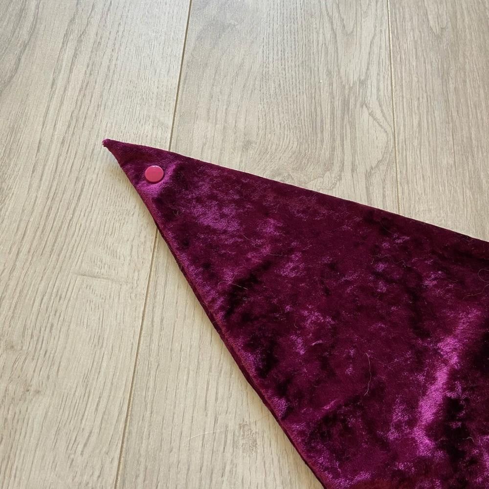 Designer Paw Heaven Co Burgundy Velvet Dog Bandana Size ONE SIZE - 2 Thumbnail
