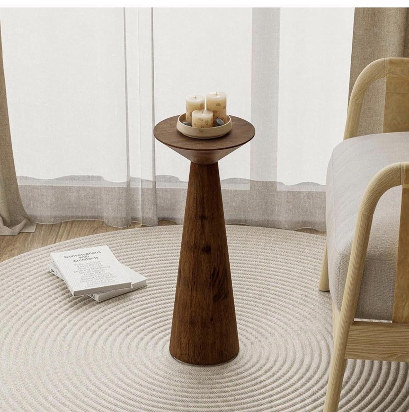 Other COZAYH Pedestal Tall Round Martini Table for Living Walnut Size ONE SIZE - 6 Thumbnail