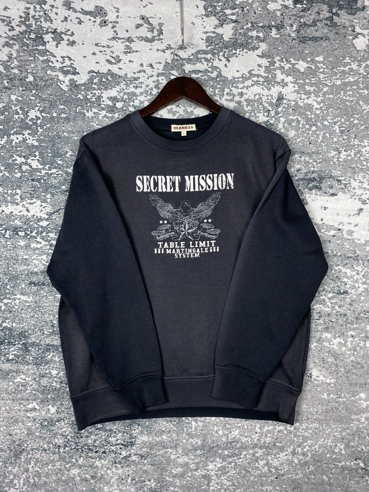 Designer Vintage Old Mills Secret Mission Crewneck Faded Sweatshirts Size US L / EU 52-54 / 3 - 5 Thumbnail