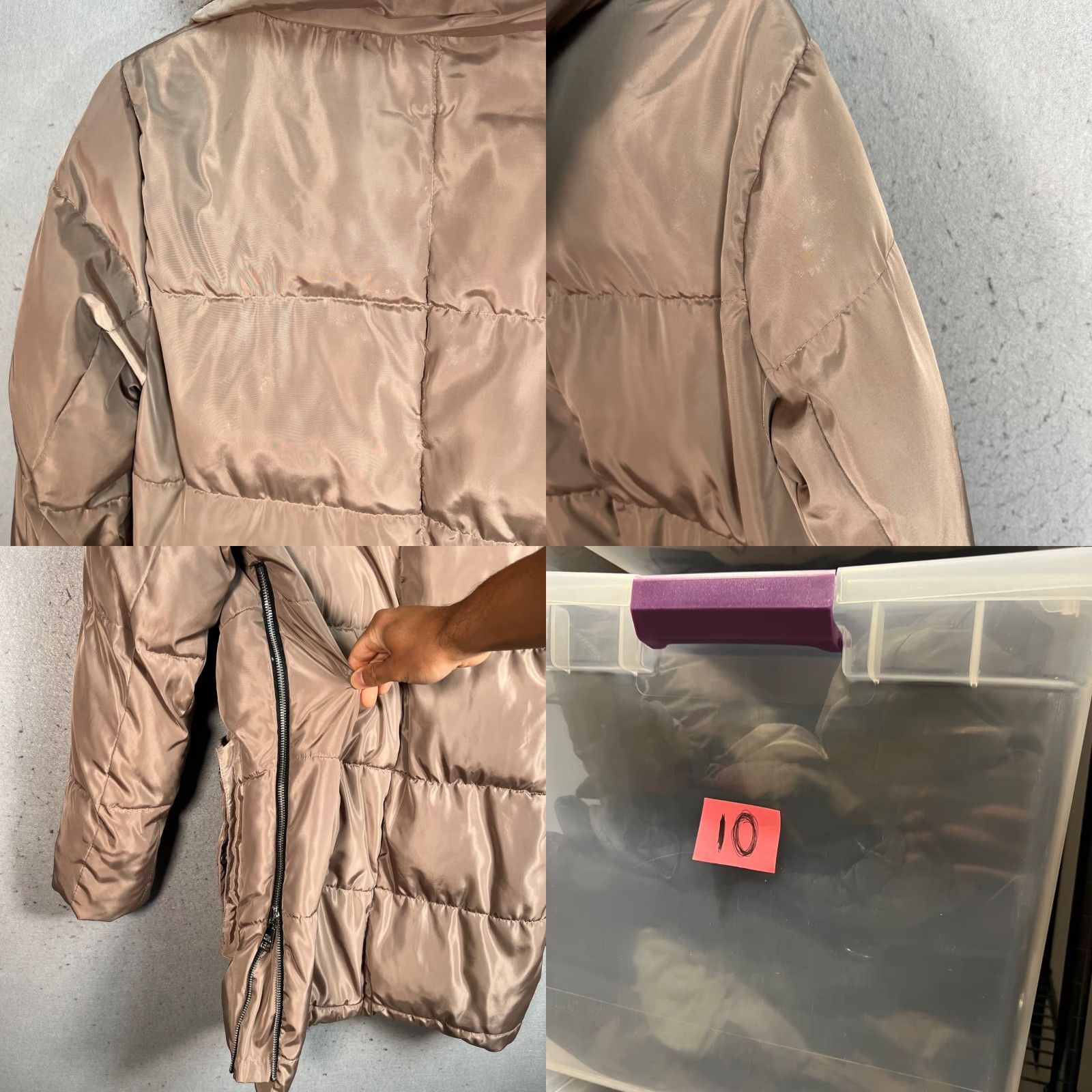 Steve Madden VINTAGE Steve Madden Womens Coat Small Taupe Puffer Hood Zipper Pockets Size S / US 4 / IT 40 - 9 Thumbnail