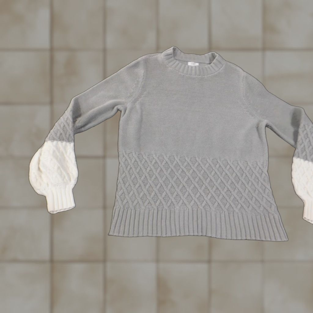 Vintage Crown & Ivy Sweater XL gray pullover Womens geometric stretch cotton crewneck Size XL / US 12-14 / IT 48-50 - 1 Thumbnail