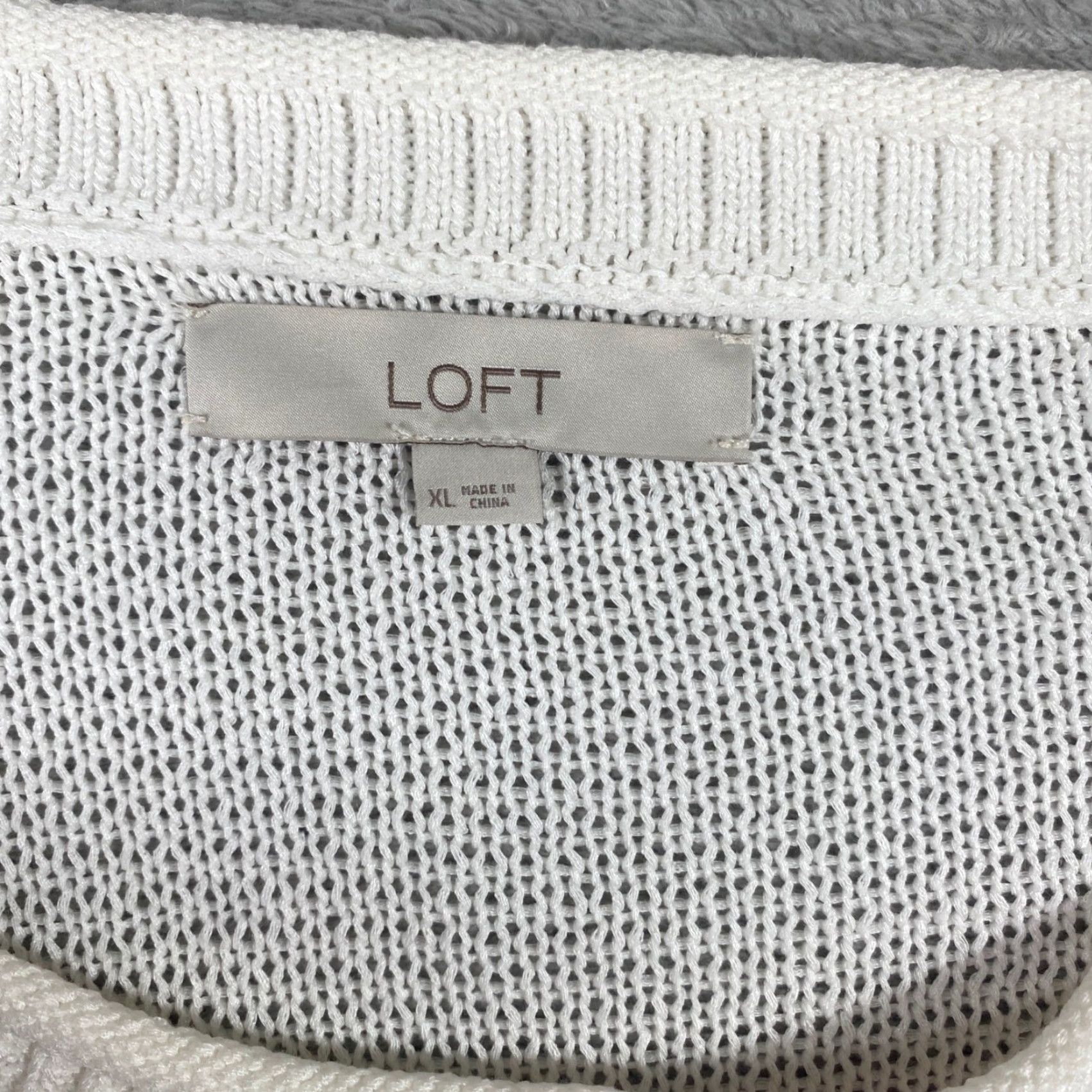 Loft LOFT Striped Knit Sweater Womens XL White Red Boat Neck Pullover Casual Knit Overview Size XL / US 12-14 / IT 48-50 - 3 Thumbnail