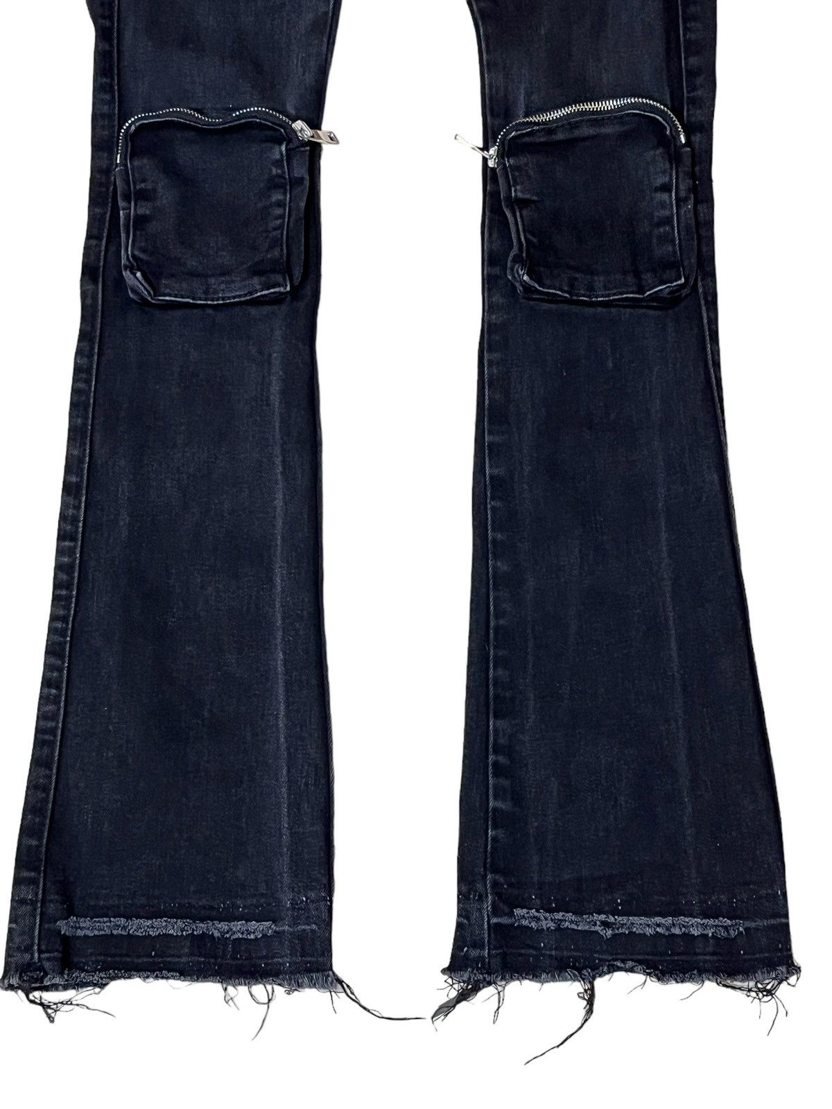Le Grande Bleu (L.G.B.) SICK🔥PHEELINGS STACKED BONDAGE STRETCH COTTON FLARE JEANS Size US 30 / EU 46 - 3 Thumbnail