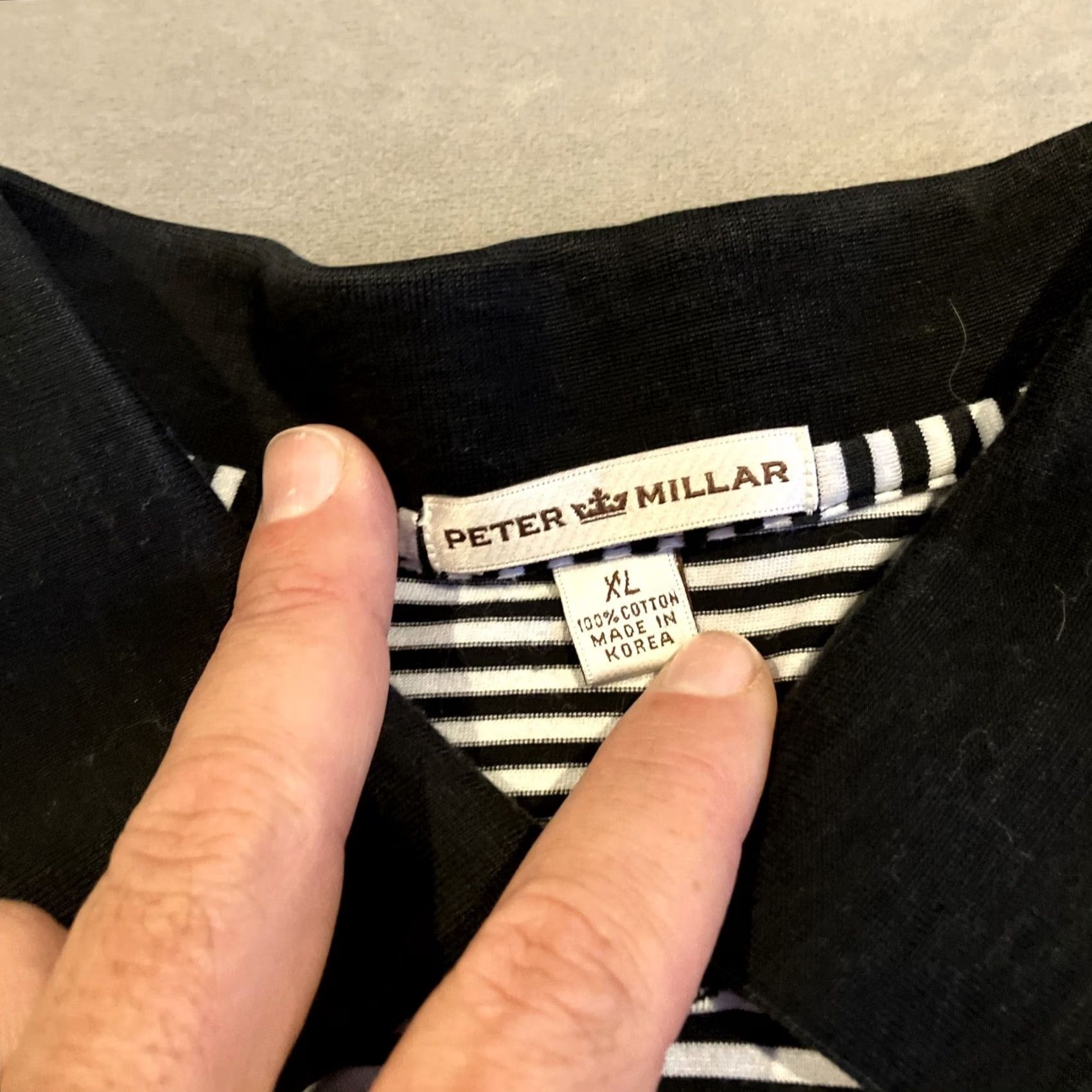 Peter Millar Peter Millar Royal Troon Embroidered Black White Striped Polo XL Men Size US XL / EU 56 / 4 - 3 Thumbnail