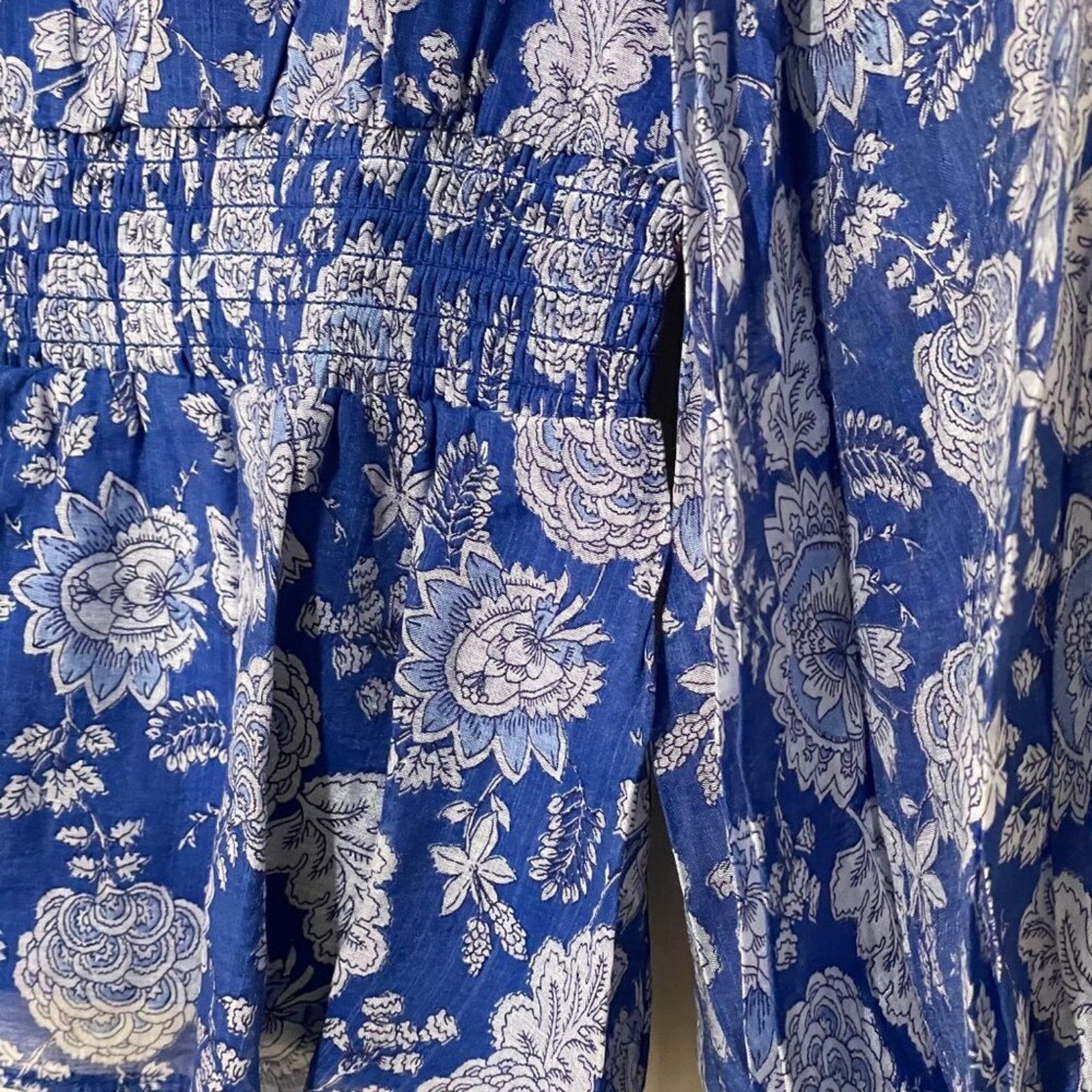 Vince Camuto Vince Camuto Peplum Floral Blue Sheer Sleeve Lined Blouse XS Size XS / US 0-2 / IT 36-38 - 5 Thumbnail