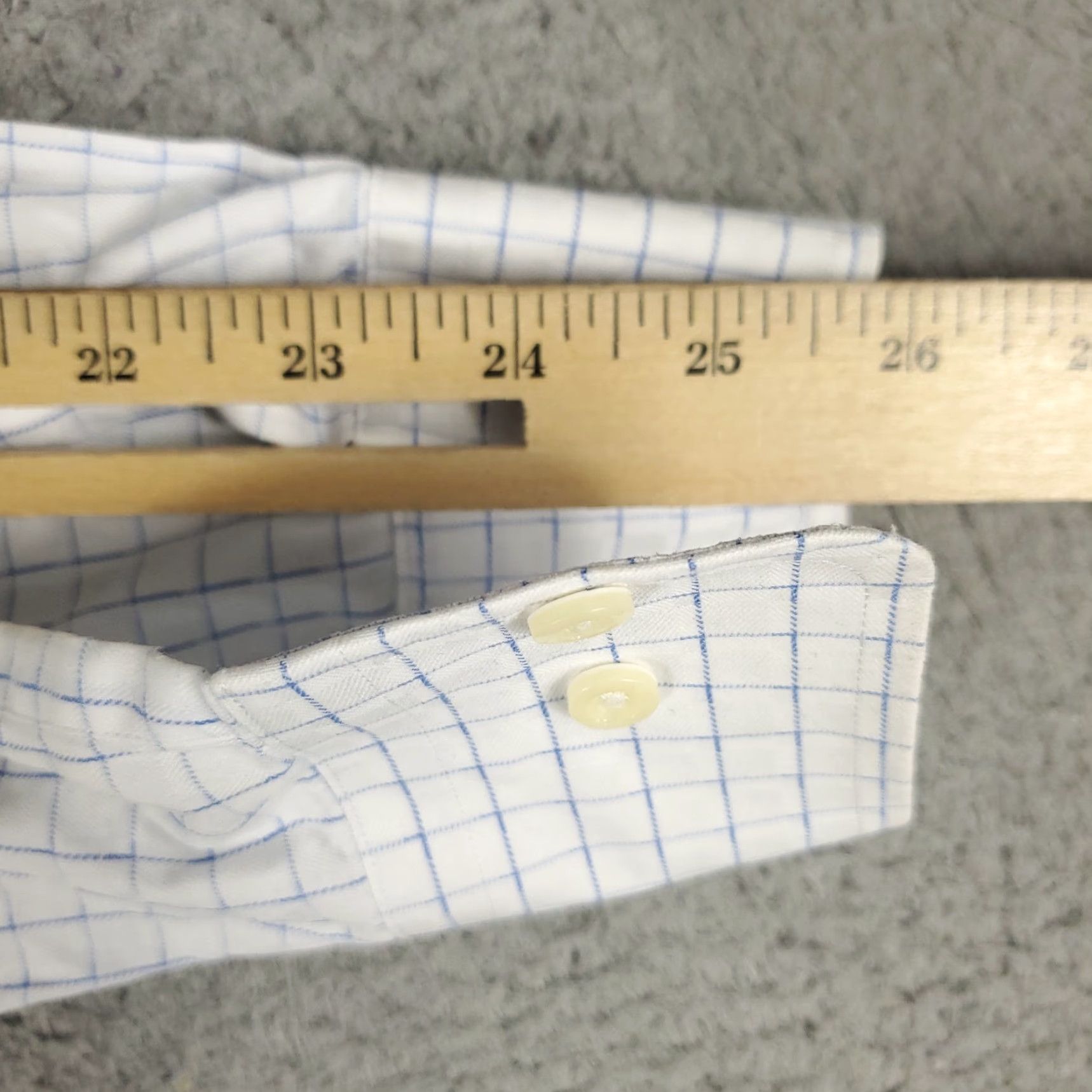 David Donahue David Donahue Shirt Mens Size 16 White Blue Check Dress Button Up Long Sleeve Shirt Dress Shirt White Cotton Woven Size 42R - 7 Thumbnail