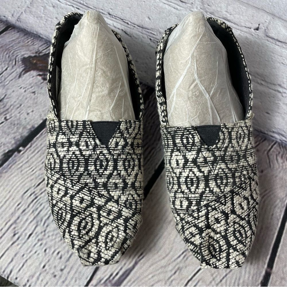 Toms Toms Alpargata Black White Geo Print Woven Shoes Size 5 Size US 5 / IT 35 - 1 Thumbnail