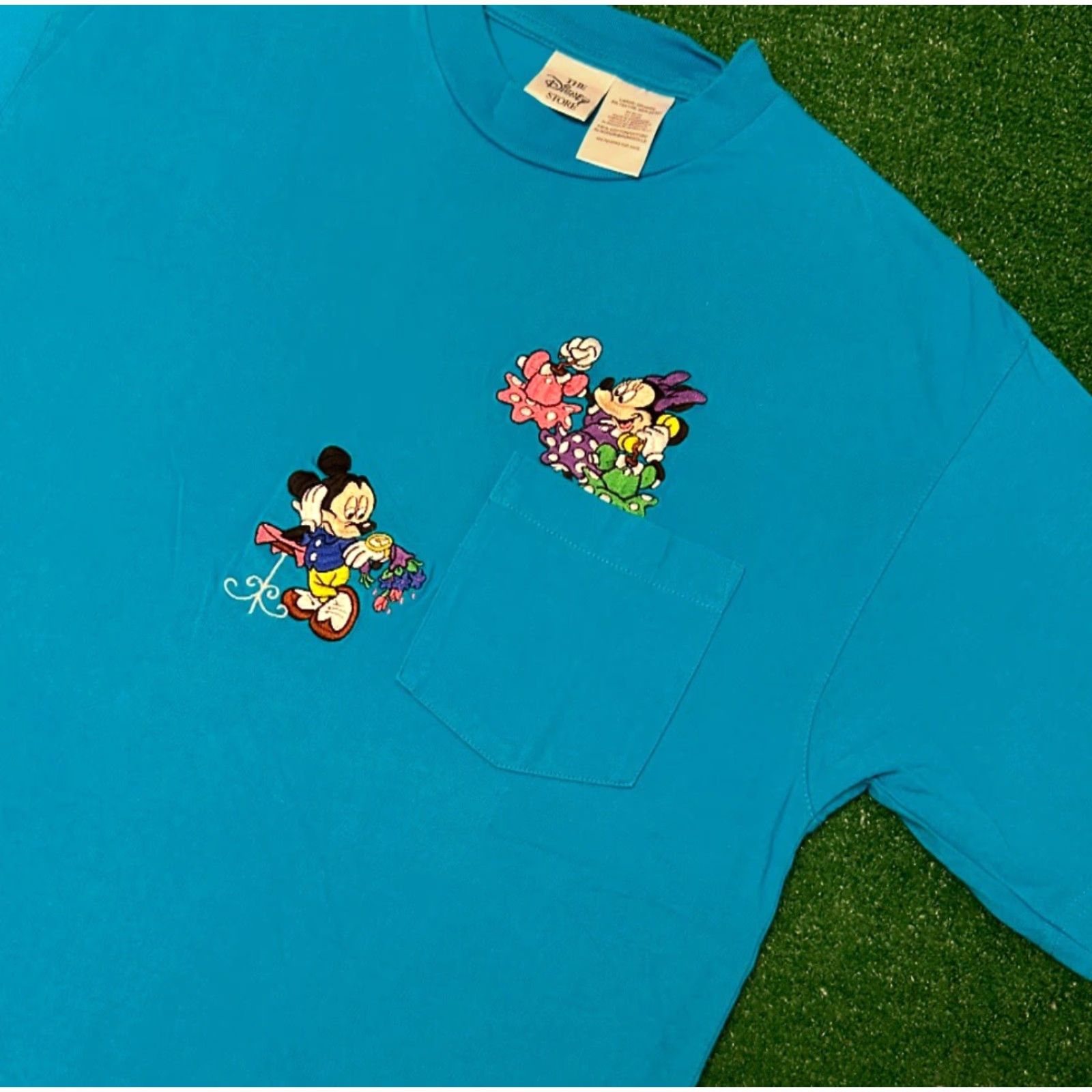 Disney VINTAGE Disney Mickey Mouse Minnie Cartoon Embroidered Pocket Tee Shirt L Blue Men Shirt 90s Disney Characters Pocket Tee Mens L Size US L / EU 52-54 / 3 - 4 Thumbnail