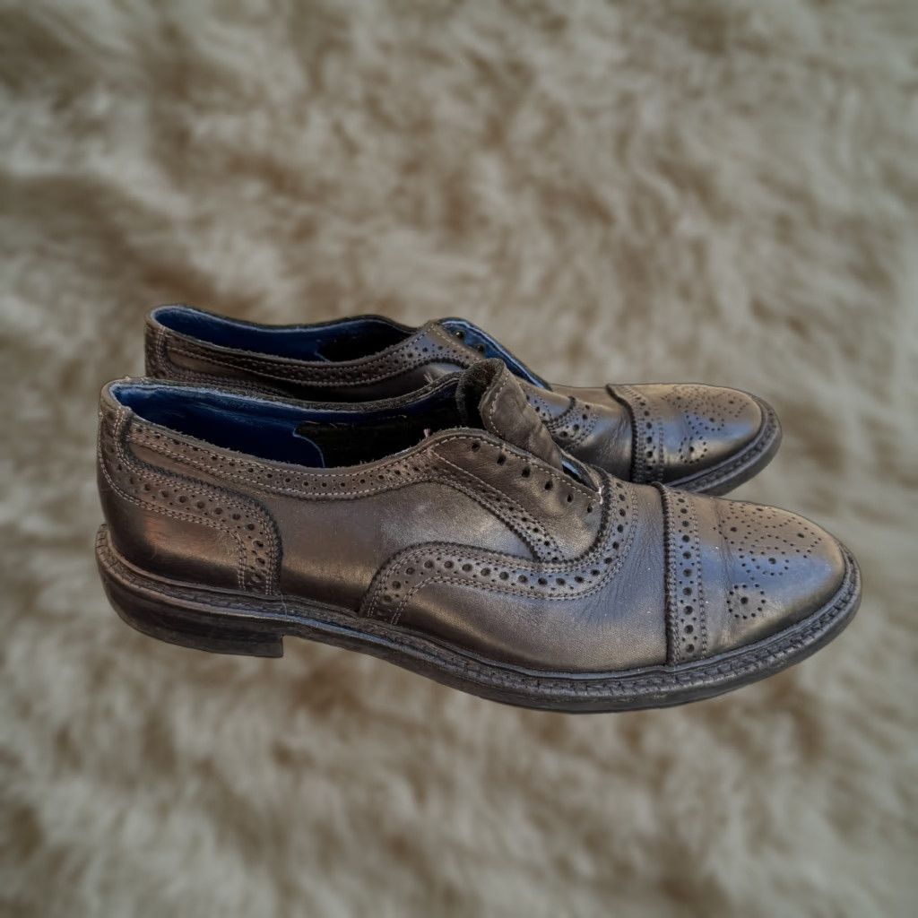 Vintage Allen Edmonds Strandmok Blue Leather Cap-Toe Oxford Dress Shoes 11.5 B Mens