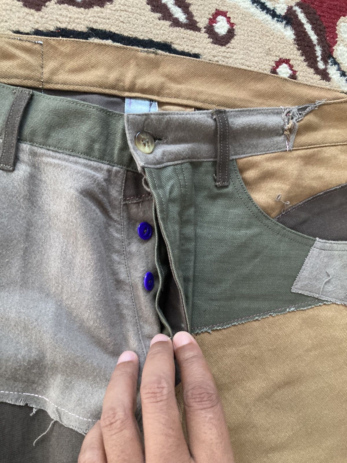 Japanese Brand Japanese Brand Patchwork Flare Pants Size US 31 - 9 Thumbnail