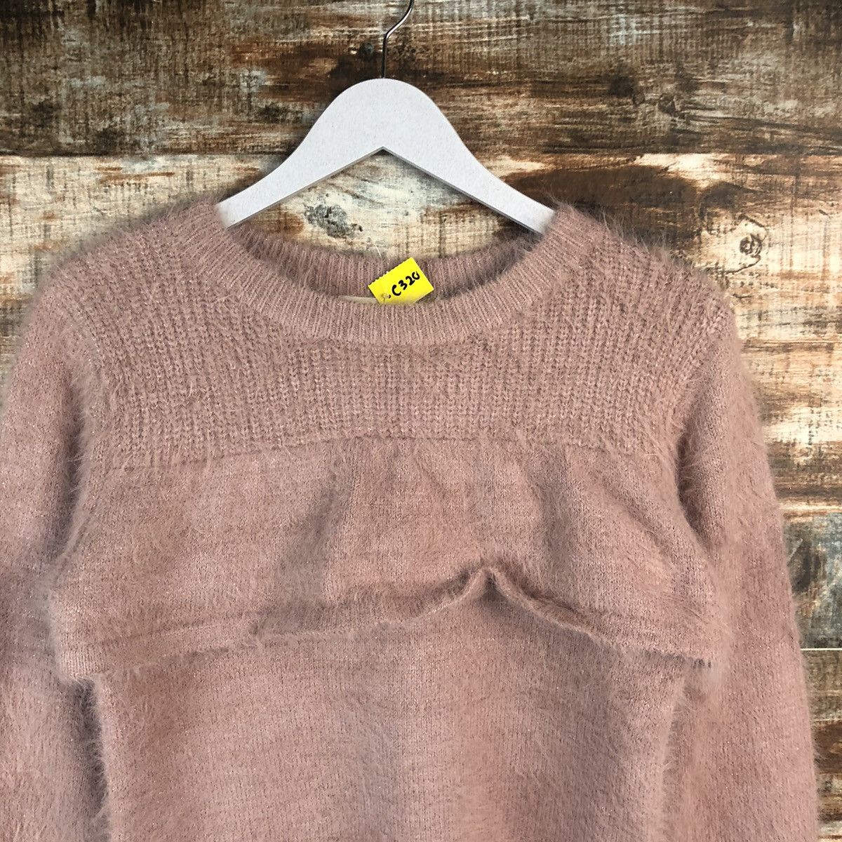 Homespun Knitwear × Japanese Brand DL Beams Heart Pink Mohair fur shaggy Knitwear #C320 Size XS / US 0-2 / IT 36-38 - 5 Thumbnail