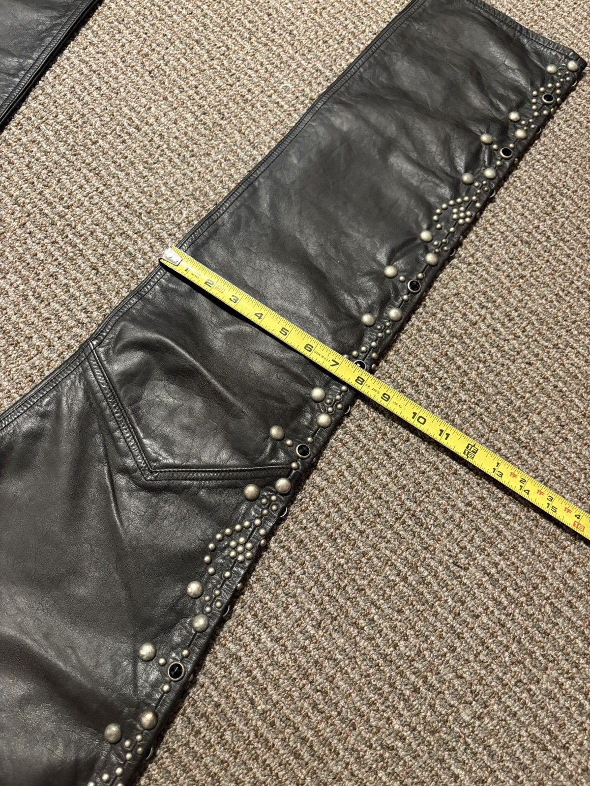 RRL Ralph Lauren RRL Ralph Ralph Lauren Black Leather Studded Pants Size US 34 / EU 50 - 13 Thumbnail