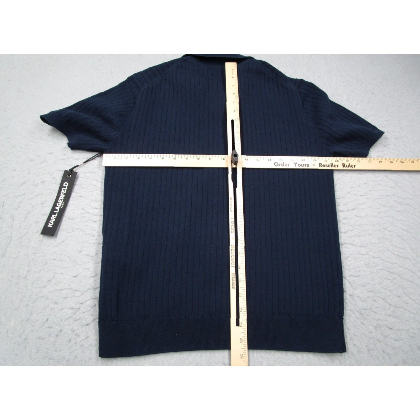 Karl Lagerfeld KARL LAGERFELD Polo Shirt Mens Large Blue Short Sleeve Ribbed Knit Preppy Size US L / EU 52-54 / 3 - 5 Thumbnail