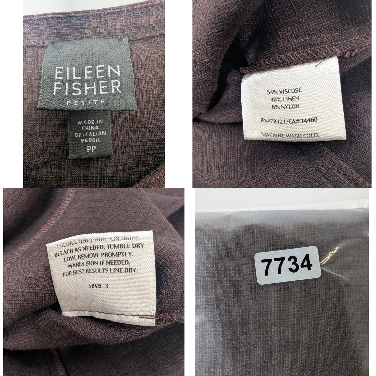 Eileen Fisher Eileen Fisher Brown Tunic Shirt PP 3/4 Sleeve Linen Blend Button Top Petite Size Women Size XXS / US 00 / IT 34 - 8 Thumbnail