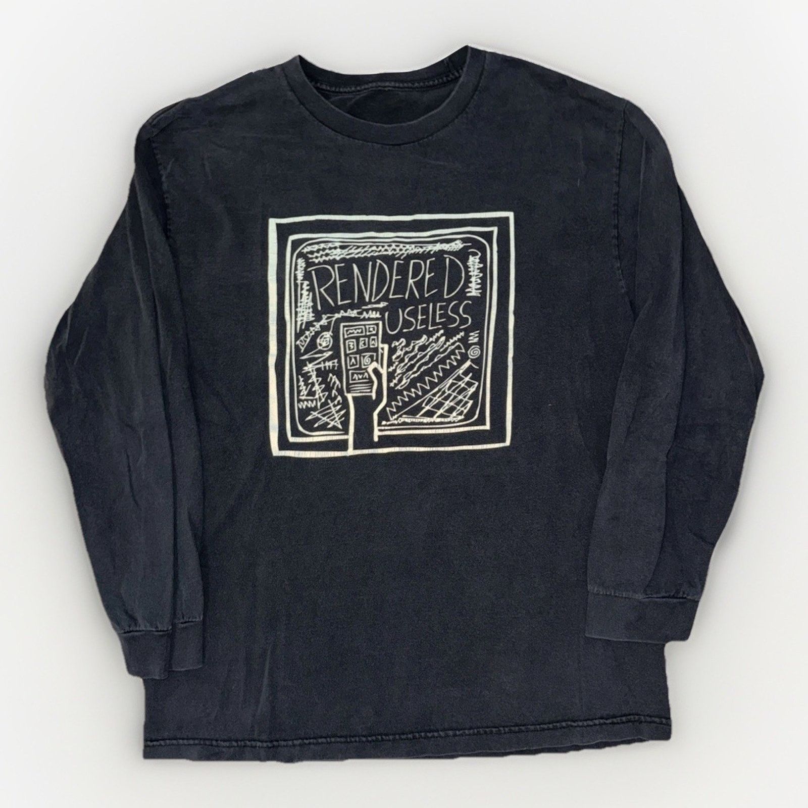 Band Tees × Vintage Abstract Neo Art Graphic Long Sleeve T-Shirt Black L 20x28 Size US L / EU 52-54 / 3 - 1 Thumbnail