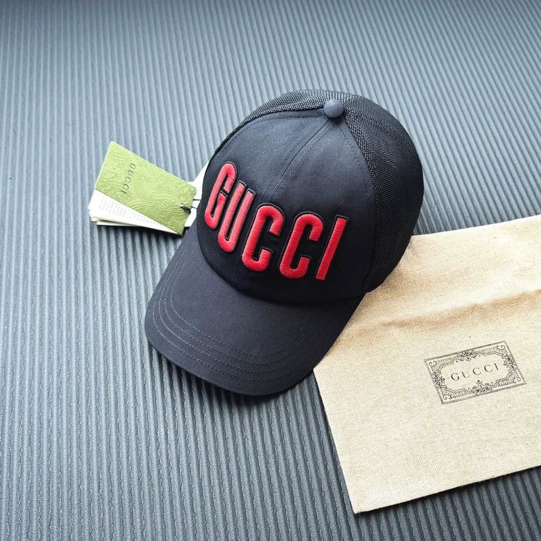 Gucci Gucci SizeL Embroidered logo black hat Size ONE SIZE - 1 Thumbnail