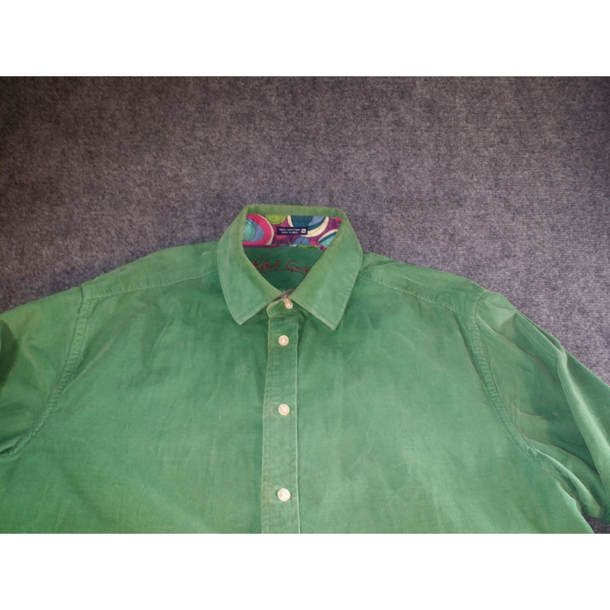 Robert Graham Robert Graham Corduroy Button Up Shirt Men Sz XL Green Desig Size US XL / EU 56 / 4 - 2 Thumbnail