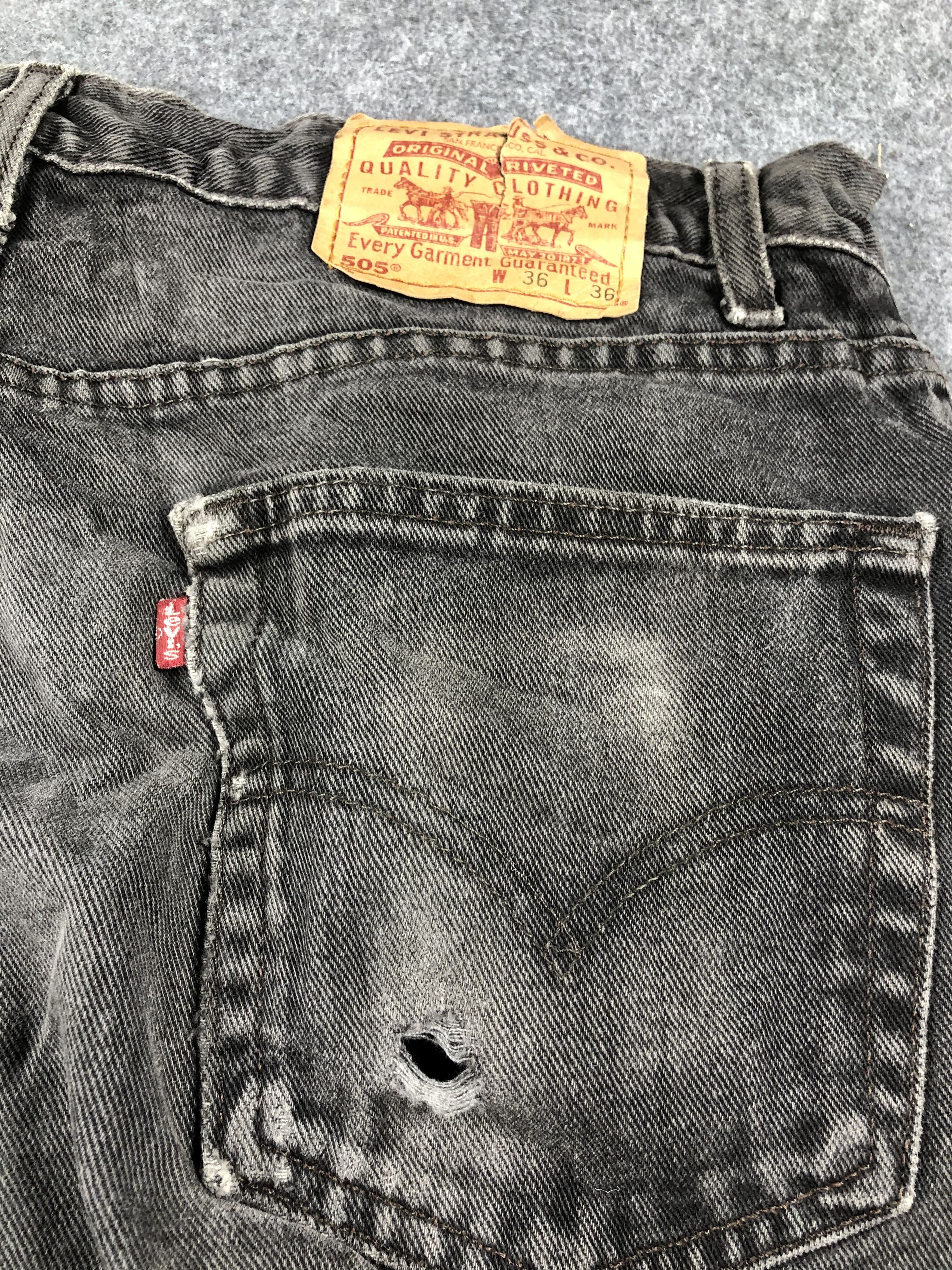 Levi's 90s Vintage Levis 505 Faded Black Jeans -JM672 Size US 35 - 11 Thumbnail