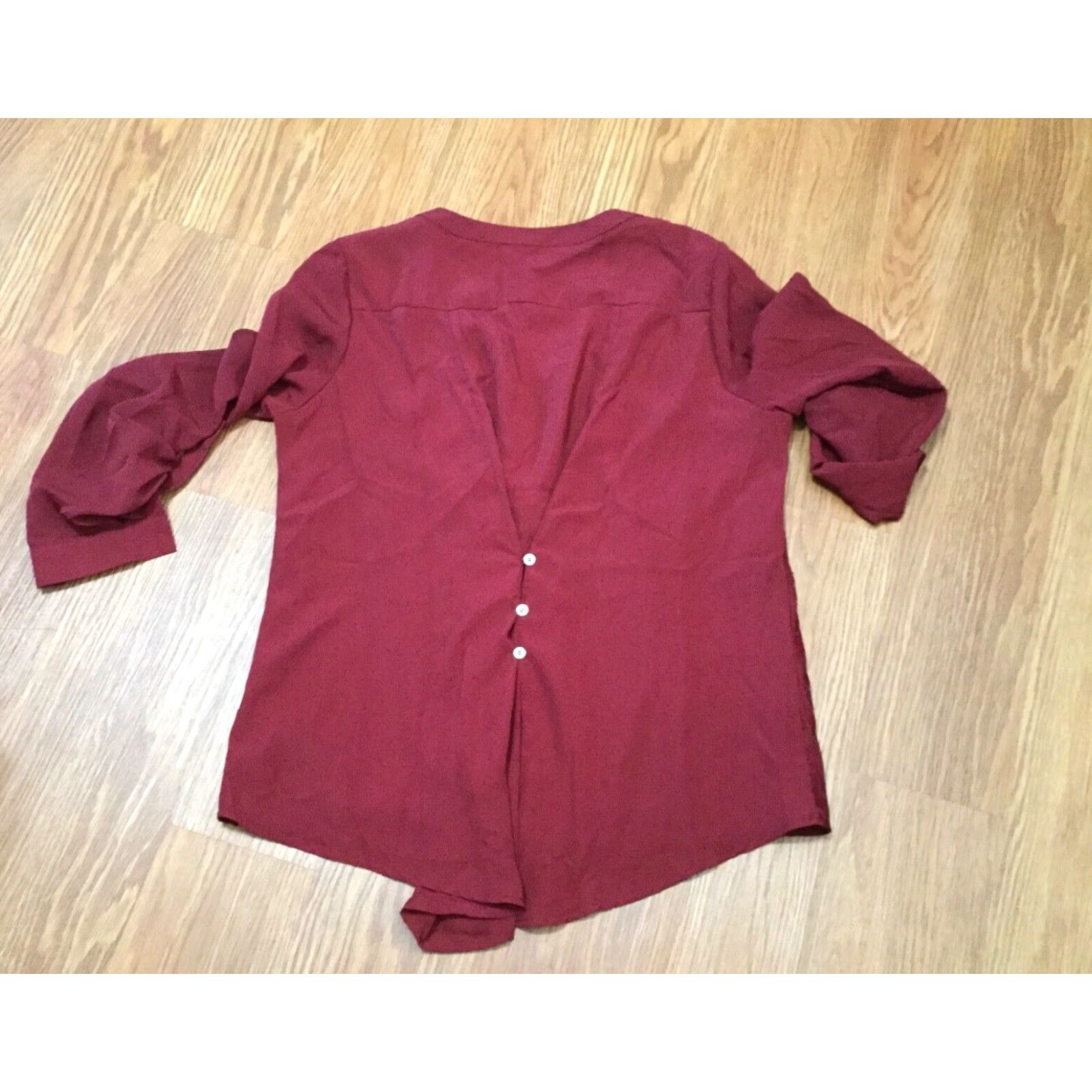 Vintage VINTAGE Plus Size Burgundy Shirt Women 2XL Casual Collared 3/4 Sleeve Lace Front Button Fitted Back Size XXL / US 16-18 / IT 52-54 - 6 Thumbnail