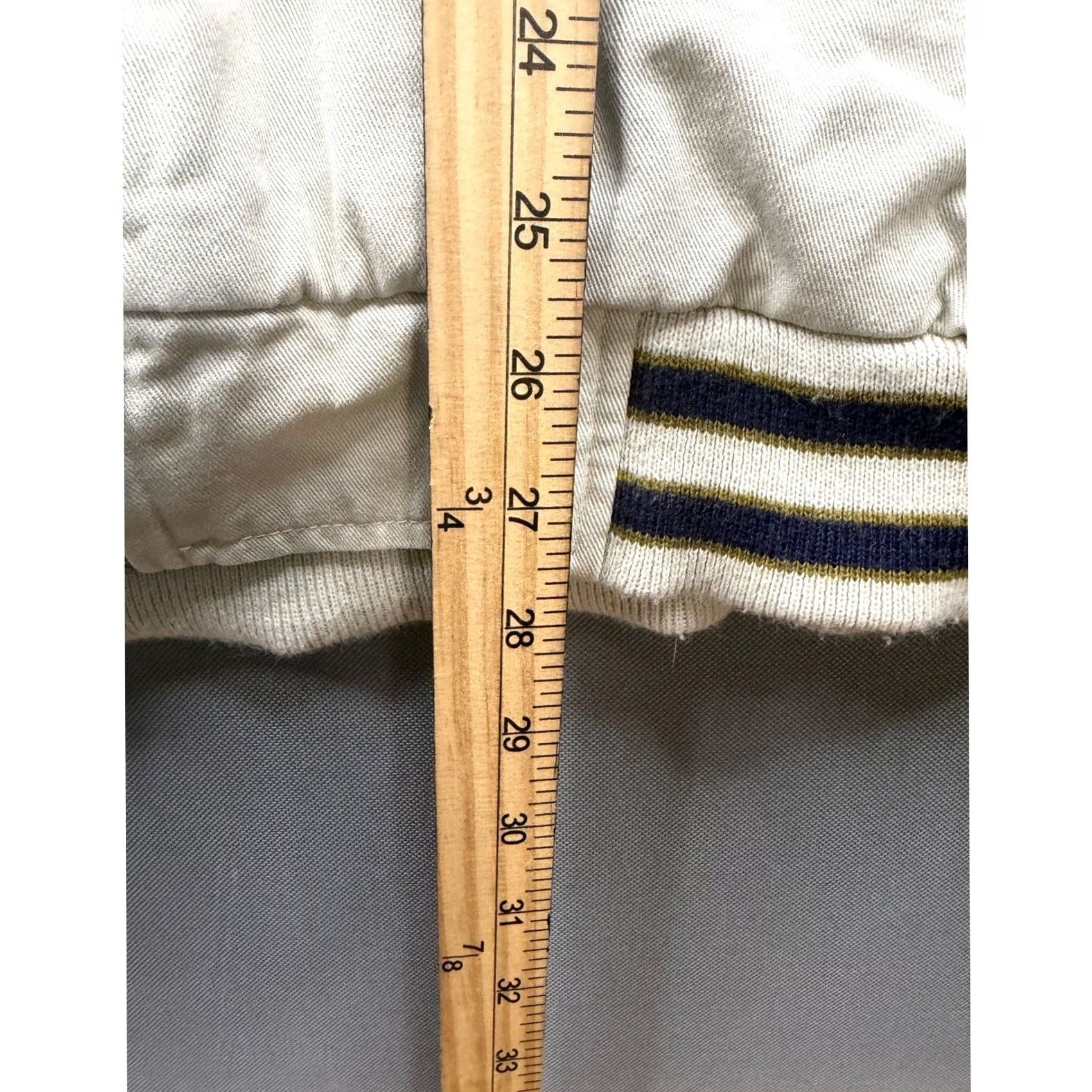 Vintage Arizona Jean Co Hooded Canvas Jacket Mens Beige Striped Trim Sleeve Patch L Size US 33 - 5 Thumbnail