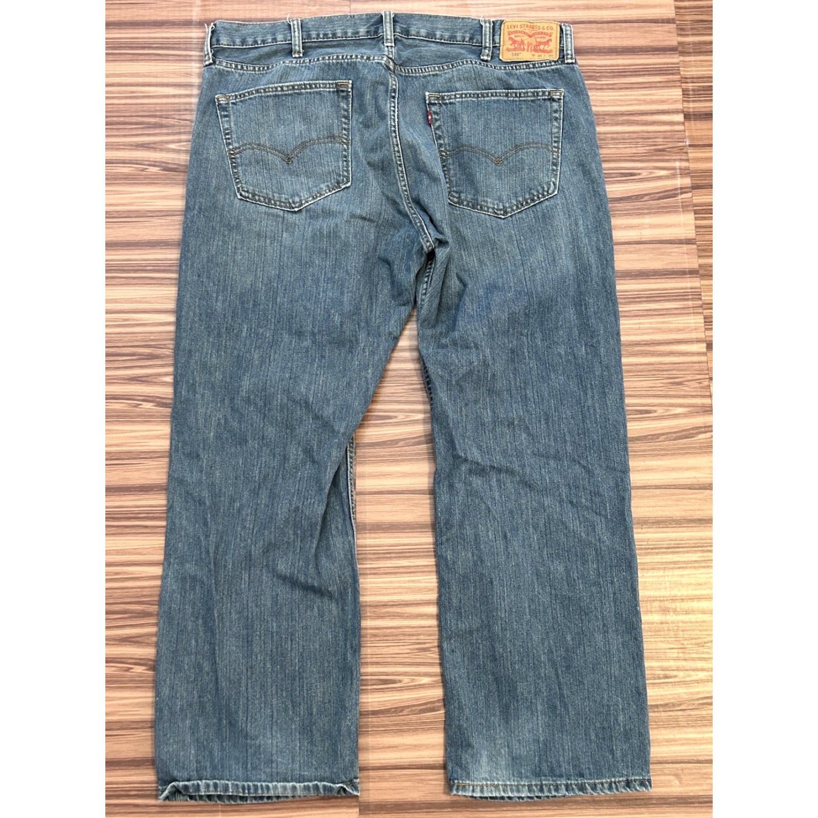 Levi's Levi’s 559 Relaxed Straight Jeans Men 38x30 Blue Denim Cotton Elastodiene Zip Mid Rise Regular Inseam 30 Size US 38 / EU 54 - 2 Thumbnail