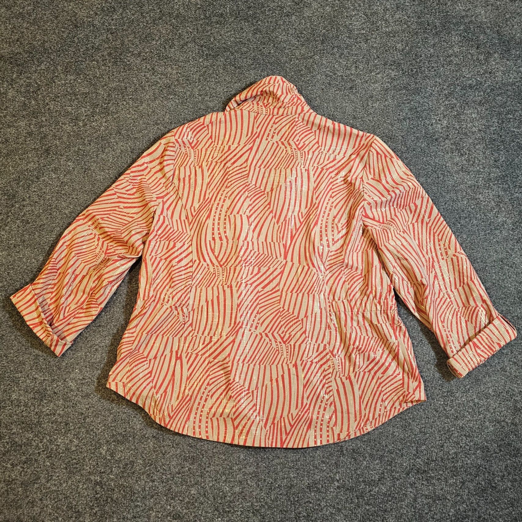 Vintage Chicos Zenergy Jacket Womens XL Red Gold Full Zip 3/4 Sleeve Casual Golf Jacket Women XL Red Gold Full Zip 3/4 Sleeve Casual Golf Size XL / US 12-14 / IT 48-50 - 7 Thumbnail