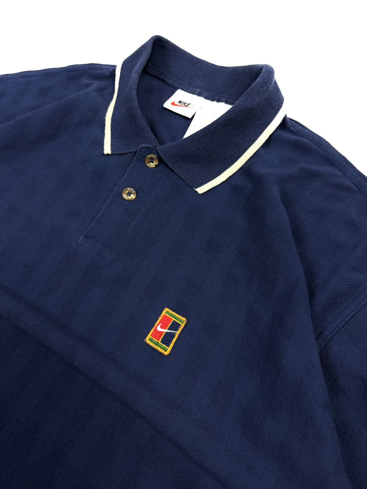 Nike 90s Nike Court Vintage Striped Polo Shirt Tee Tennis Blue Size US L / EU 52-54 / 3 - 7 Thumbnail