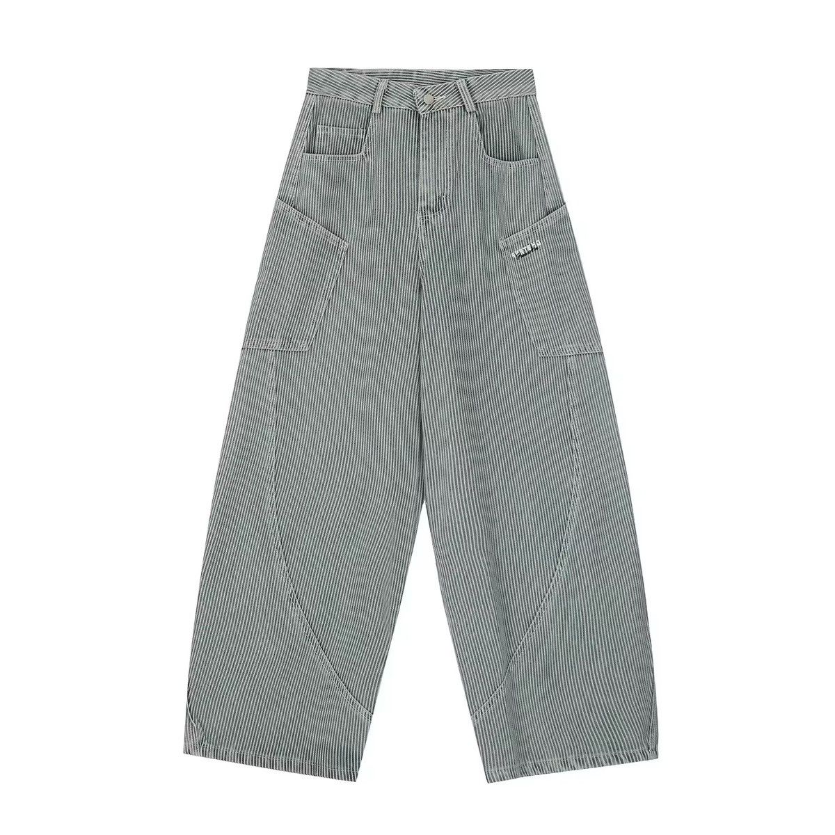 Jean Embroidery Blue Striped Baggy Jeans Size US 34 / EU 50 - 5 Thumbnail