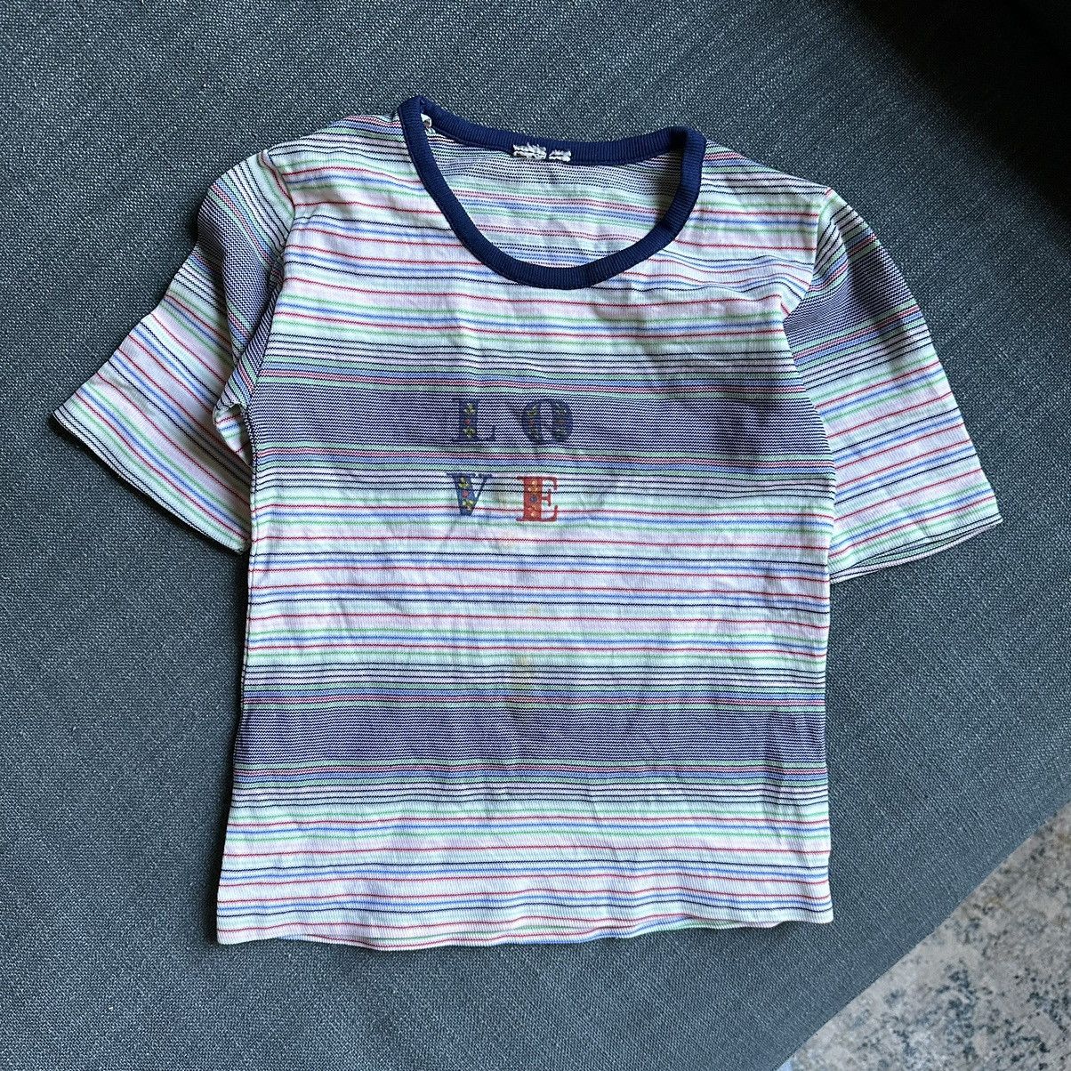 Perfect Vintage 60s 70s Striped Love Baby Tee Youth Shirt