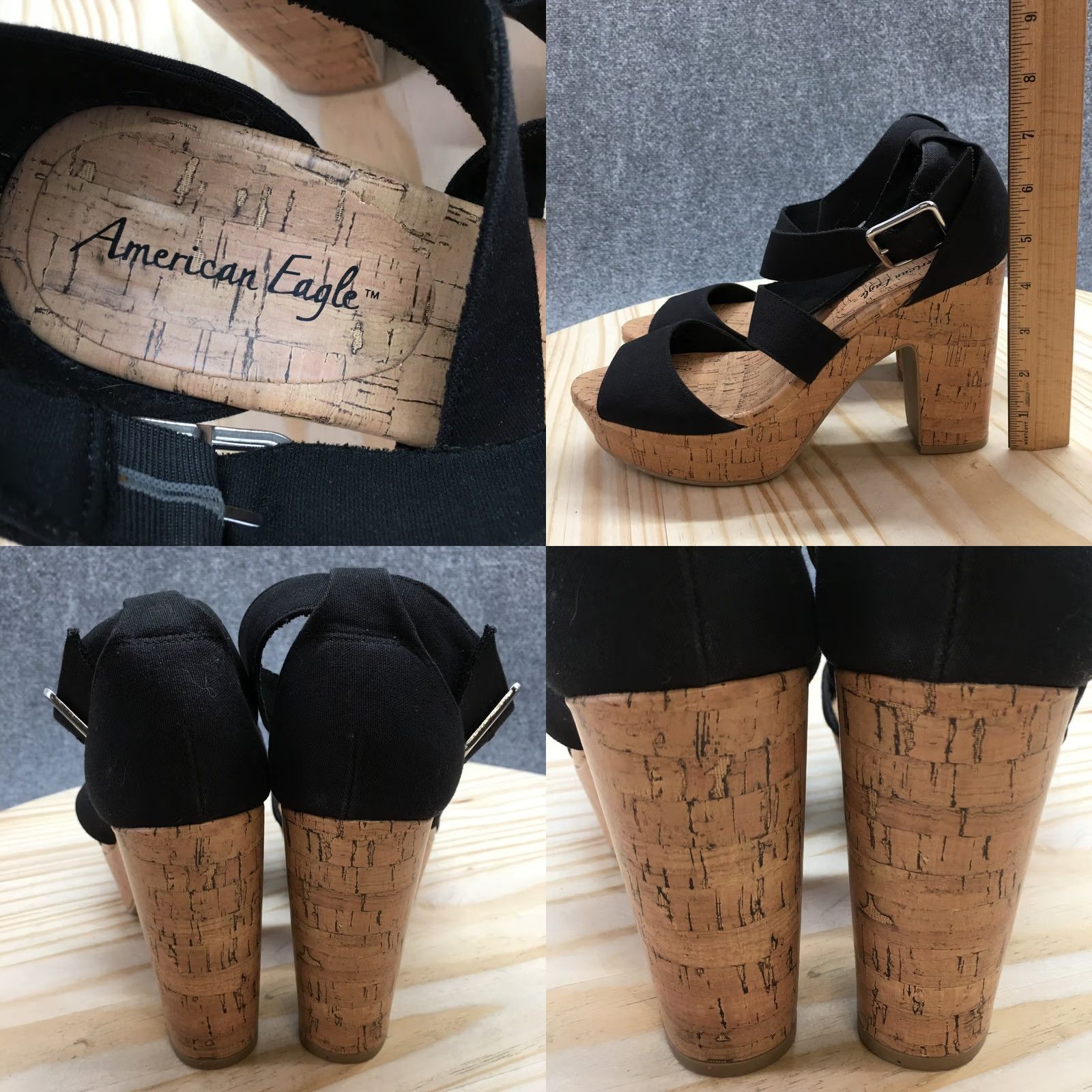 American Eagle Outfitters American Eagle Outfitters Heels Womens 9.5 Strappy Black Open Toe Buckled Block Shoes Size US 10 / IT 40 - 8 Thumbnail