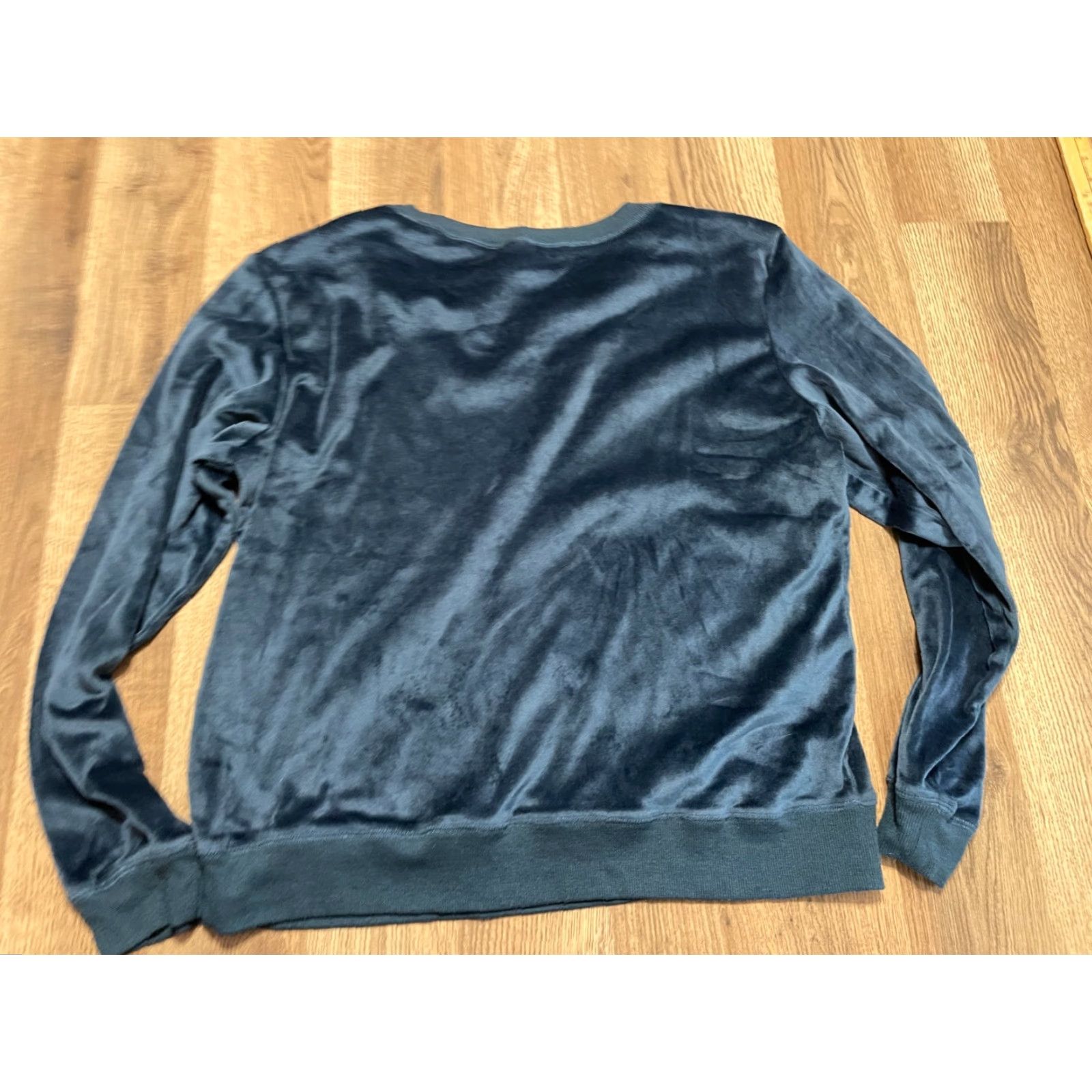 Vintage Honey Dew Shirt Women L Blue Long Sleeve Velvet Casual Travel Modern Basic Velvet 32 Size L / US 10 / IT 46 - 2 Thumbnail
