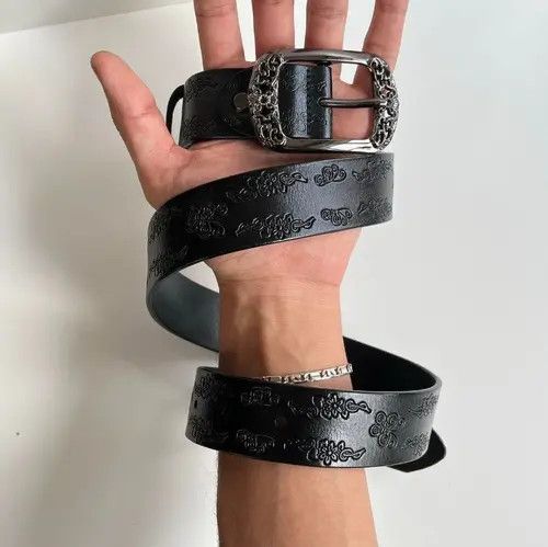 Japanese Brand Vintage style American western floral design black belt Size ONE SIZE - 2 Thumbnail