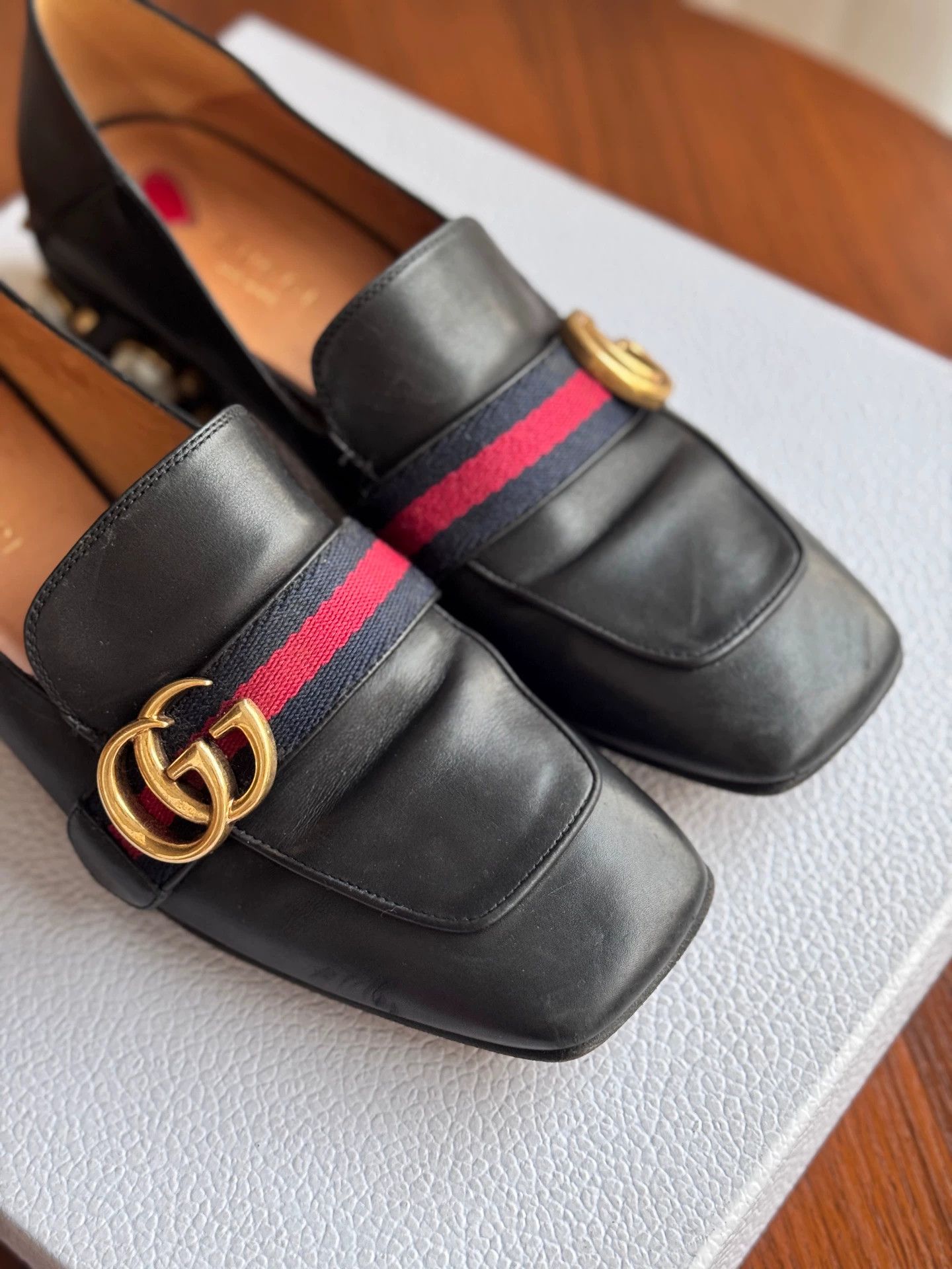 Gucci GUCCI 98 New Black Pearl Double G Women's Two-Way Loafers 38 Size US 7 / IT 37 - 5 Thumbnail