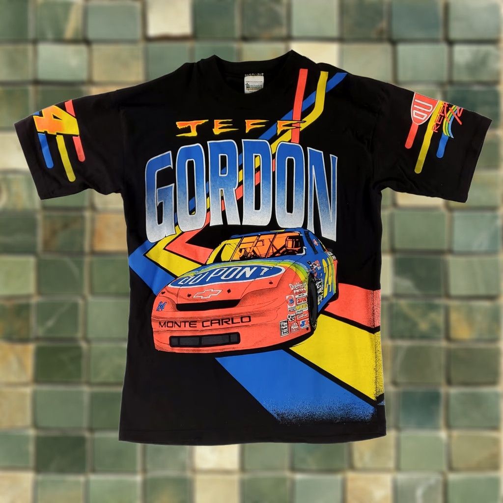Vintage VINTAGE Jeff Gordon T Shirt AOP 90s Smokin the Competition Black Made USA Mens L Shirt Size US L / EU 52-54 / 3 - 1 Thumbnail