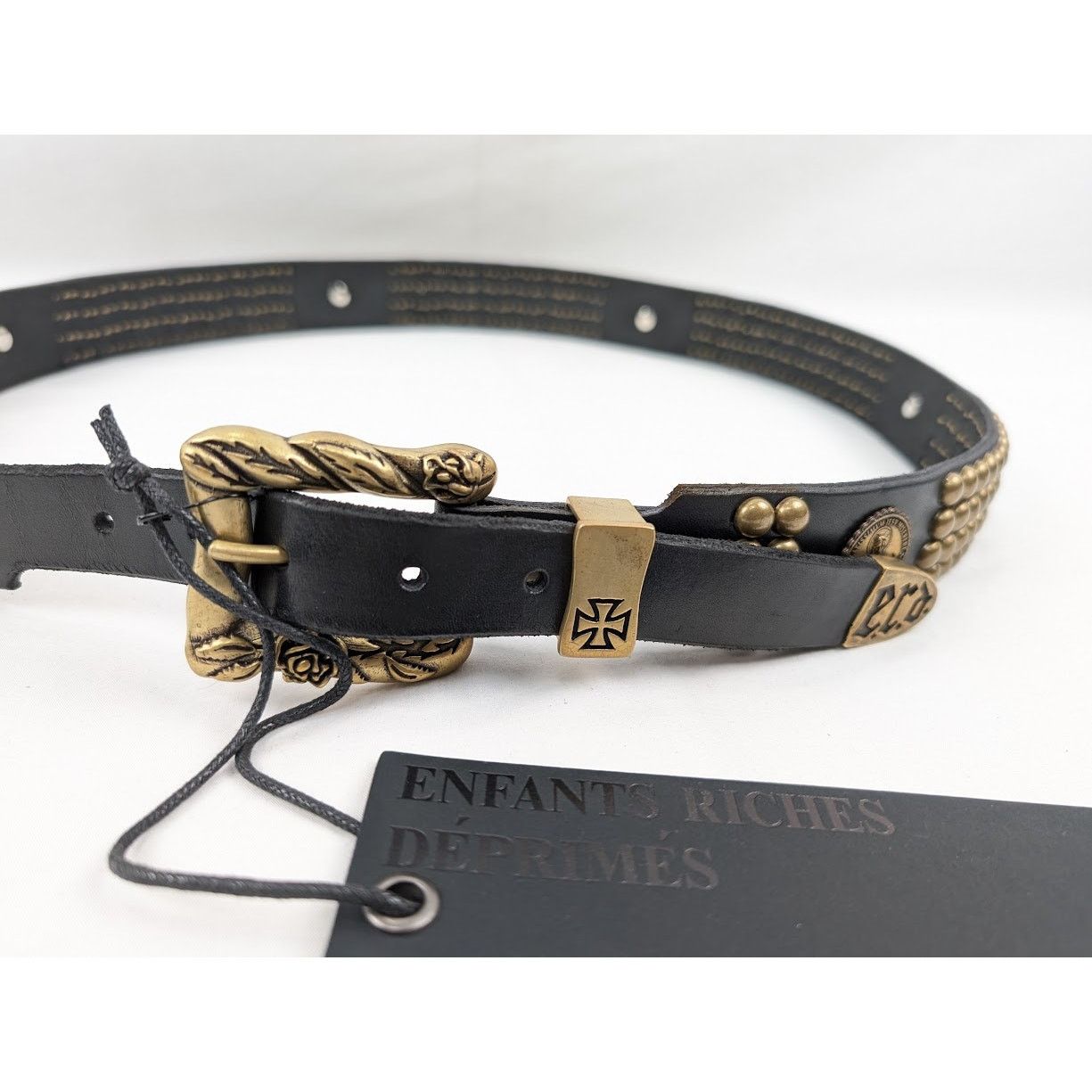 Enfants Riches Deprimes o1rshd1 Q:2 / Size:110 / Antique Brass Jesus Coin Belt Black Size 44 - 12 Thumbnail