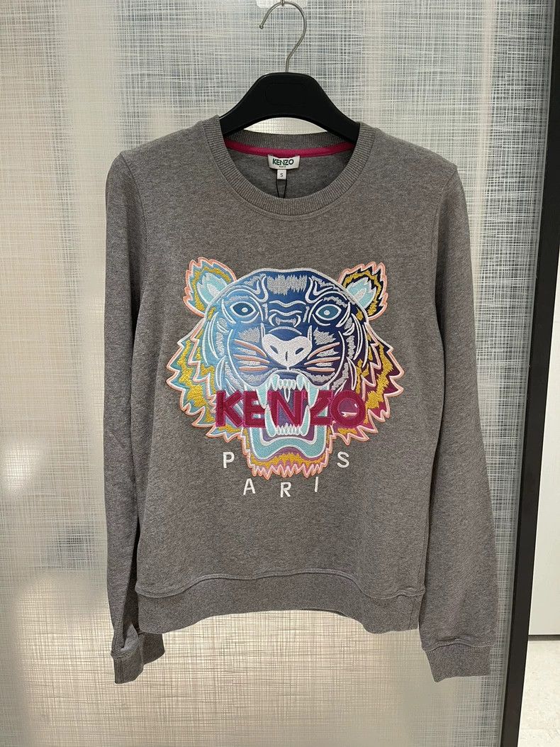 Kenzo Kenzo Gray Tiger Head Sweatshirt S - dmc Size US S / EU 44-46 / 1 - 1 Thumbnail