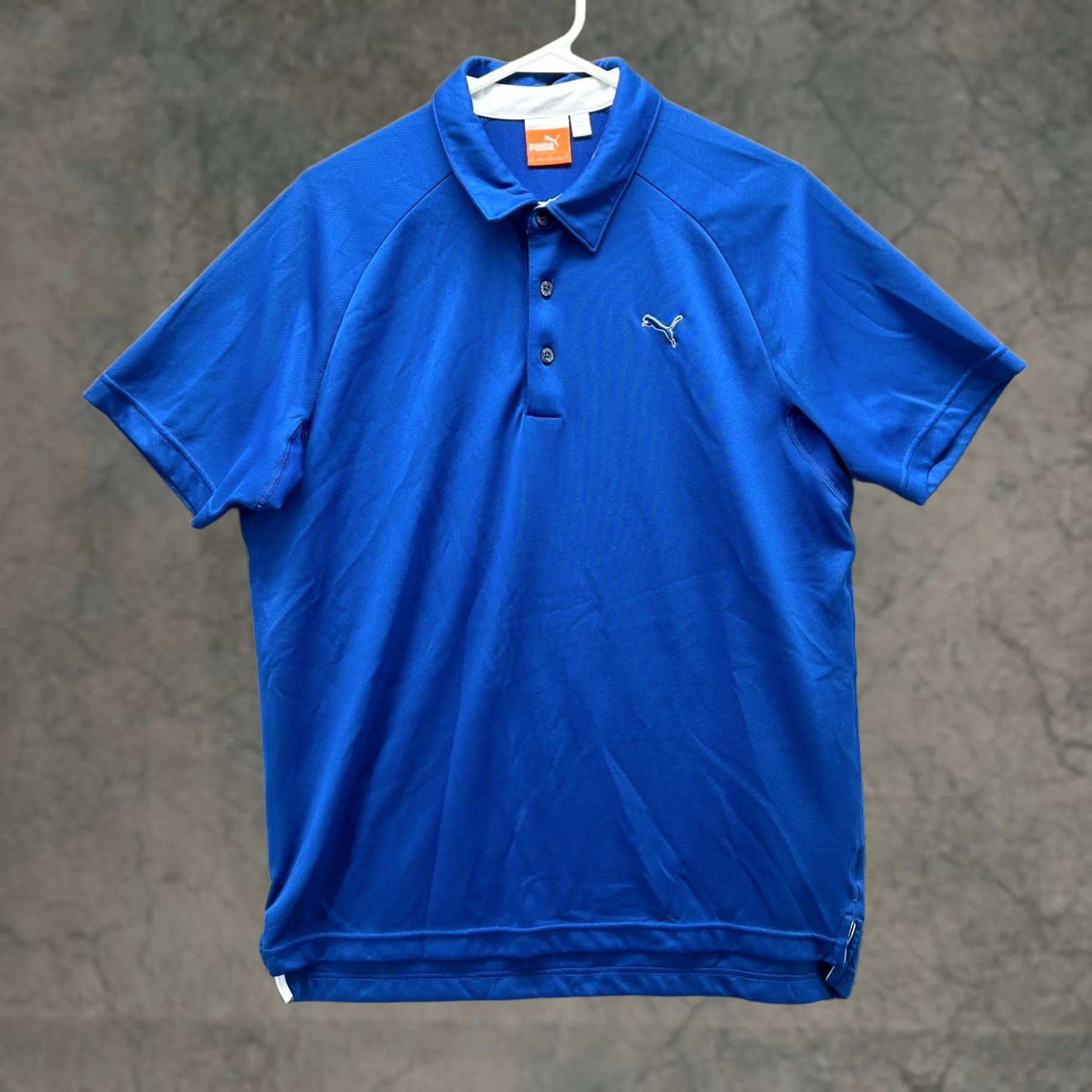 Puma PUMA Polo Shirt Mens Medium Royal Blue Athletic Sport Lifestyle Logo Knit Shirt Golf Regular Fit Short Sleeve Blue 40 in Chest Size US M / EU 48-50 / 2 - 1 Thumbnail