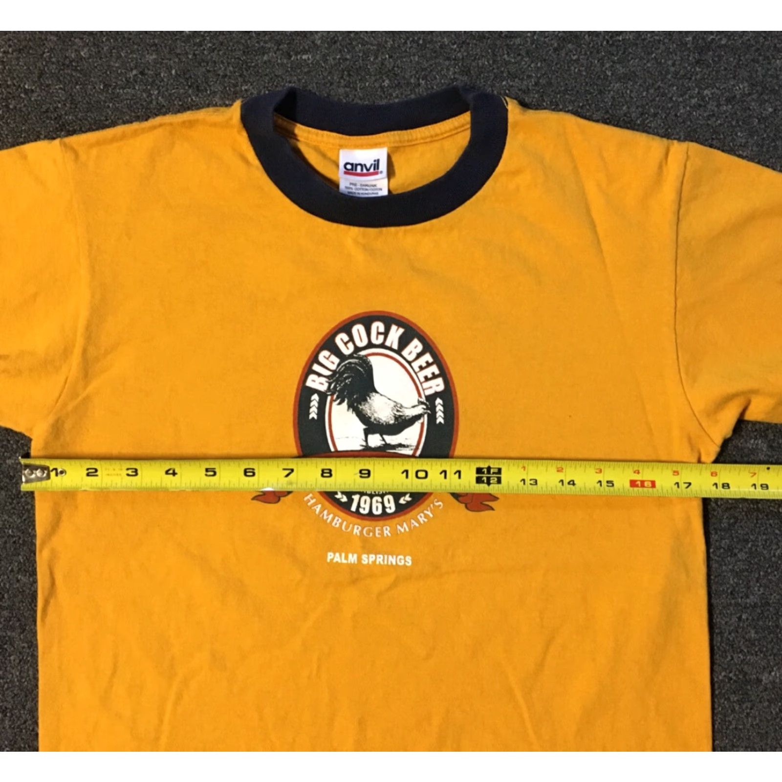 Anvil VINTAGE Big Cock Beer Ringer Shirt S Yellow Mens Graphic Tee 90s Grunge Humor Bar Size US S / EU 44-46 / 1 - 7 Thumbnail
